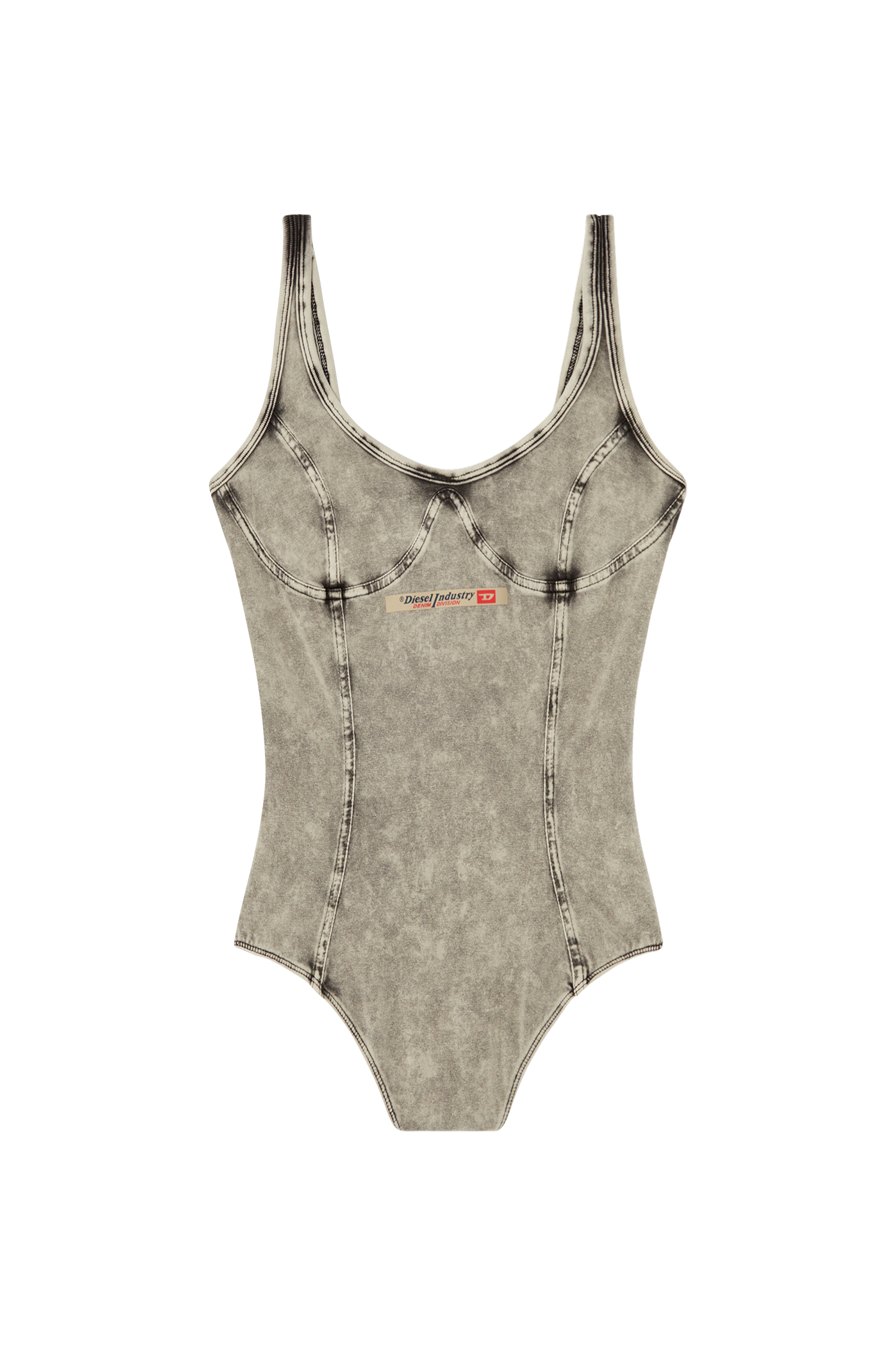 Diesel - CAMI-DNM, Damen Body aus Denim-Effekt-Jersey in Grau - 2