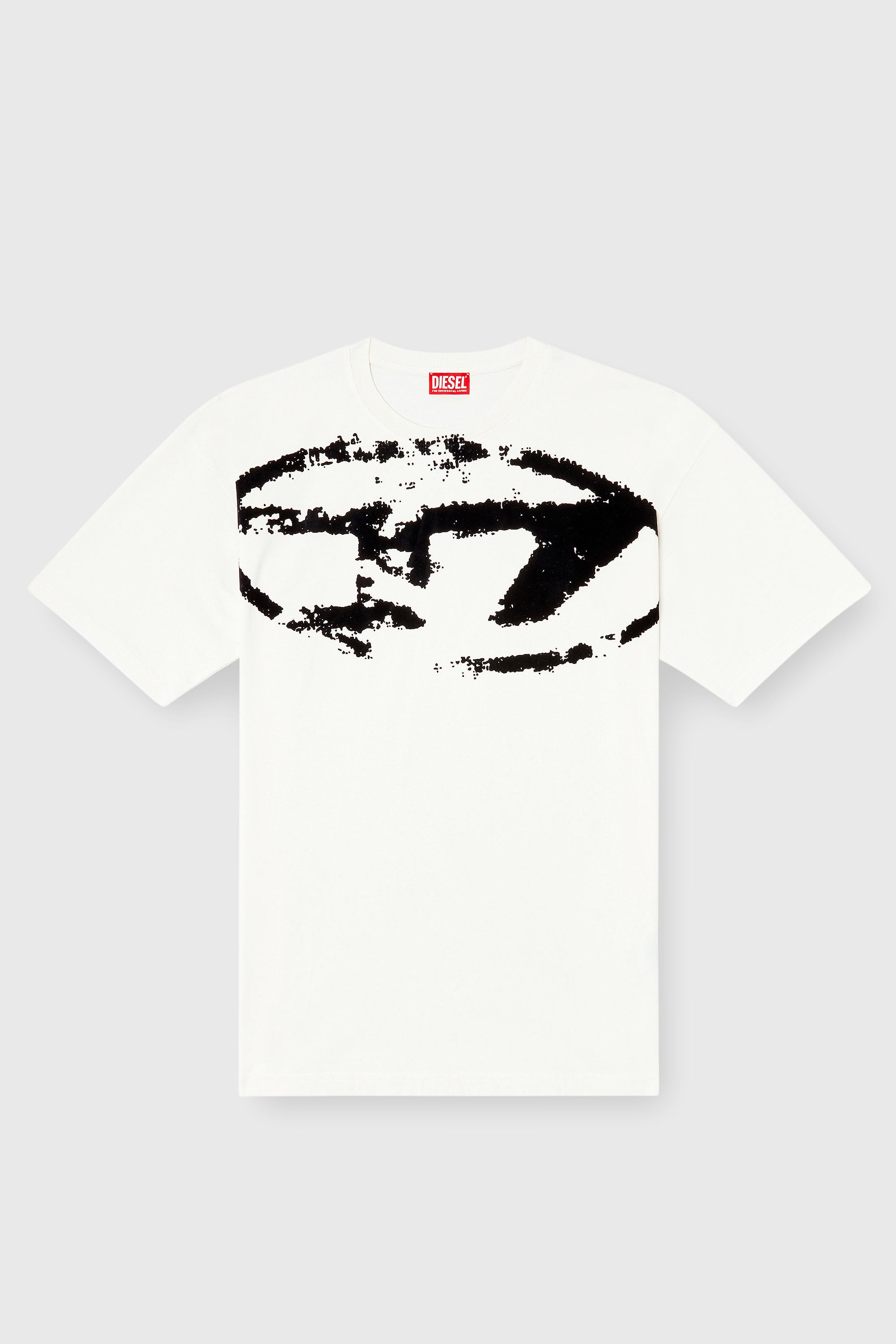 Diesel - T-BOXT-N14, T-shirt con stampa distressed floccata Uomo in Bianco - 1