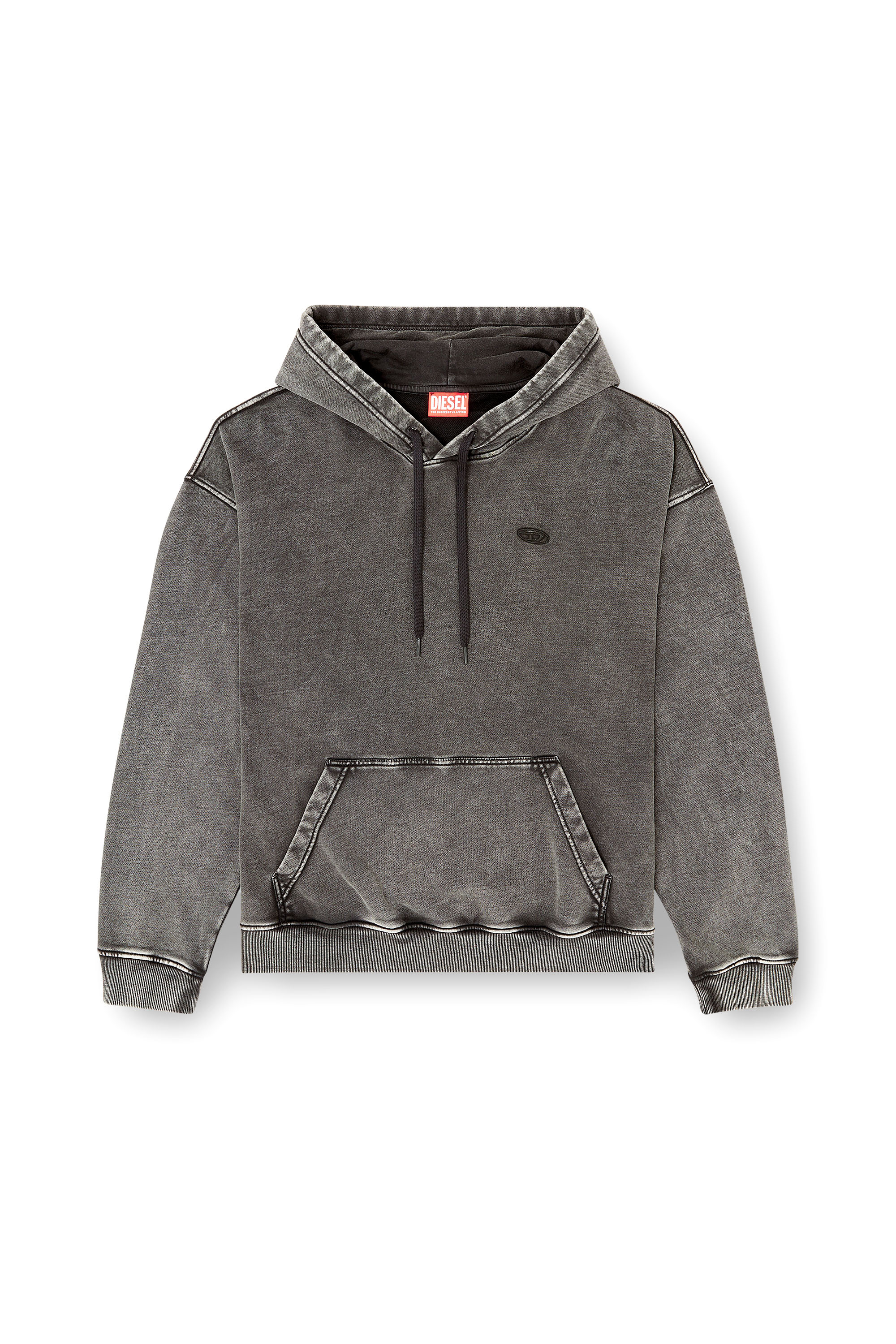 Diesel - S-BOXT-HOOD-DEN, Sweat à dos patchwork coupé brut Homme in Gris - 3