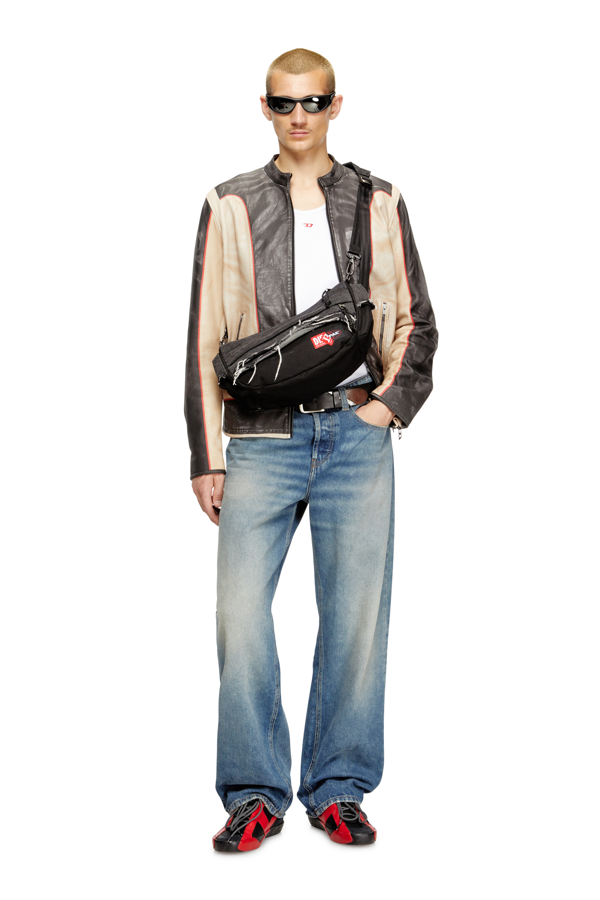 Diesel - DIESEL SHOULDER BAG, Borsa da spalla in denim distressed e CORDURA® Unisex in Nero - 2