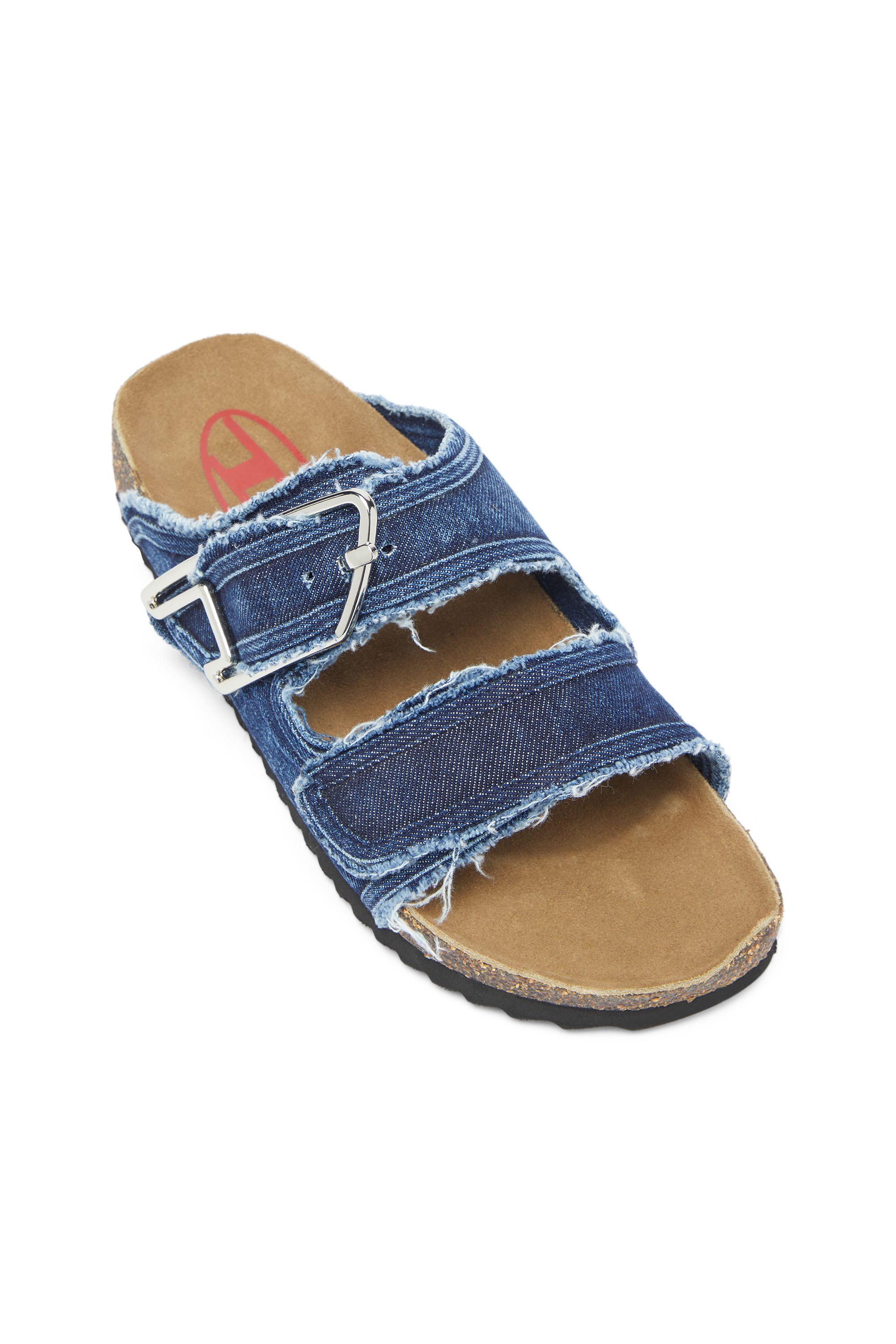 Diesel - D-WOODSTOCK D SANDAL W, D-Woodstock - Ciabatte con fasce in denim a taglio vivo Donna in Blu - 6