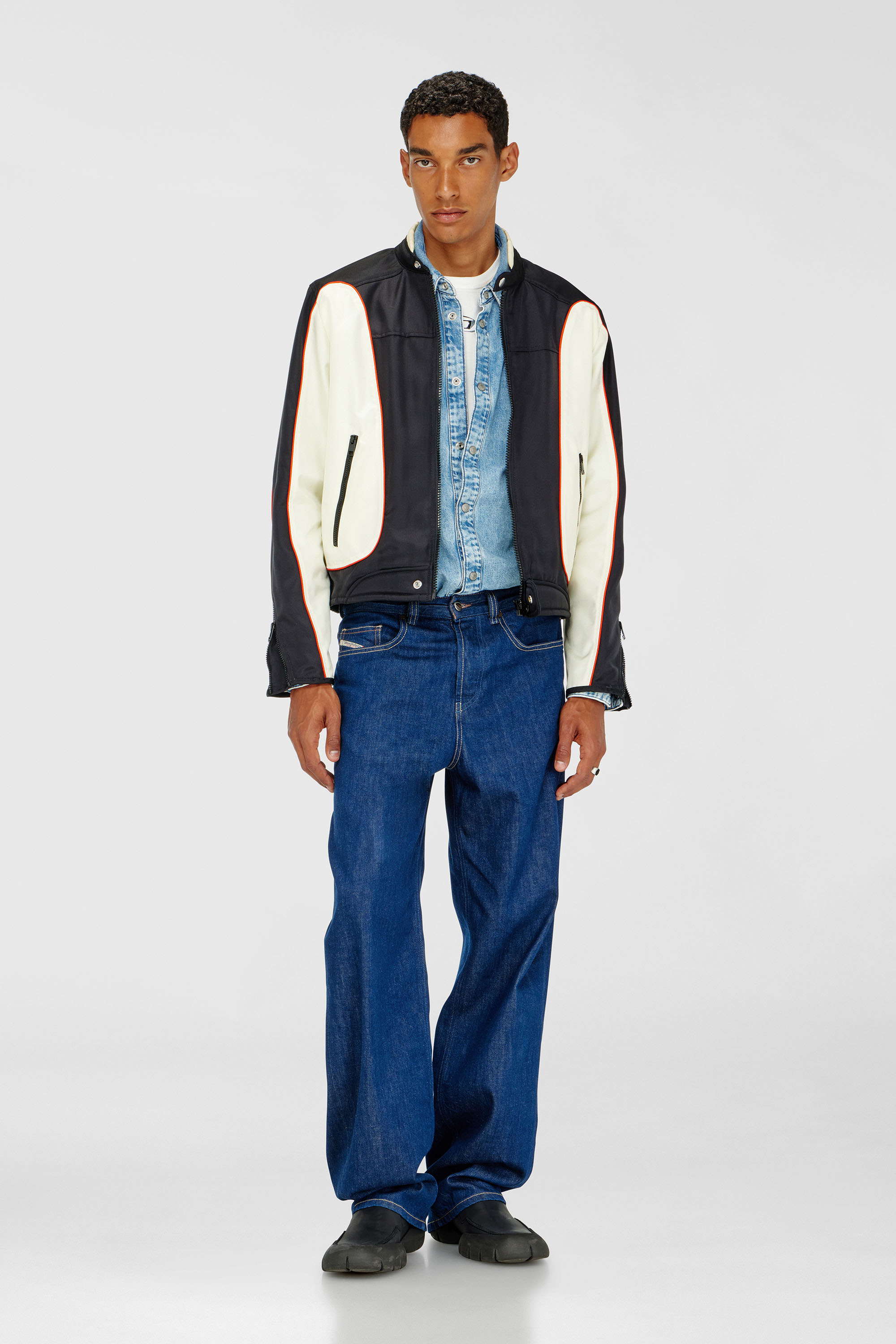 Diesel - J-BLINK-A, Giacca biker color block con piping Uomo in Multicolor - 1