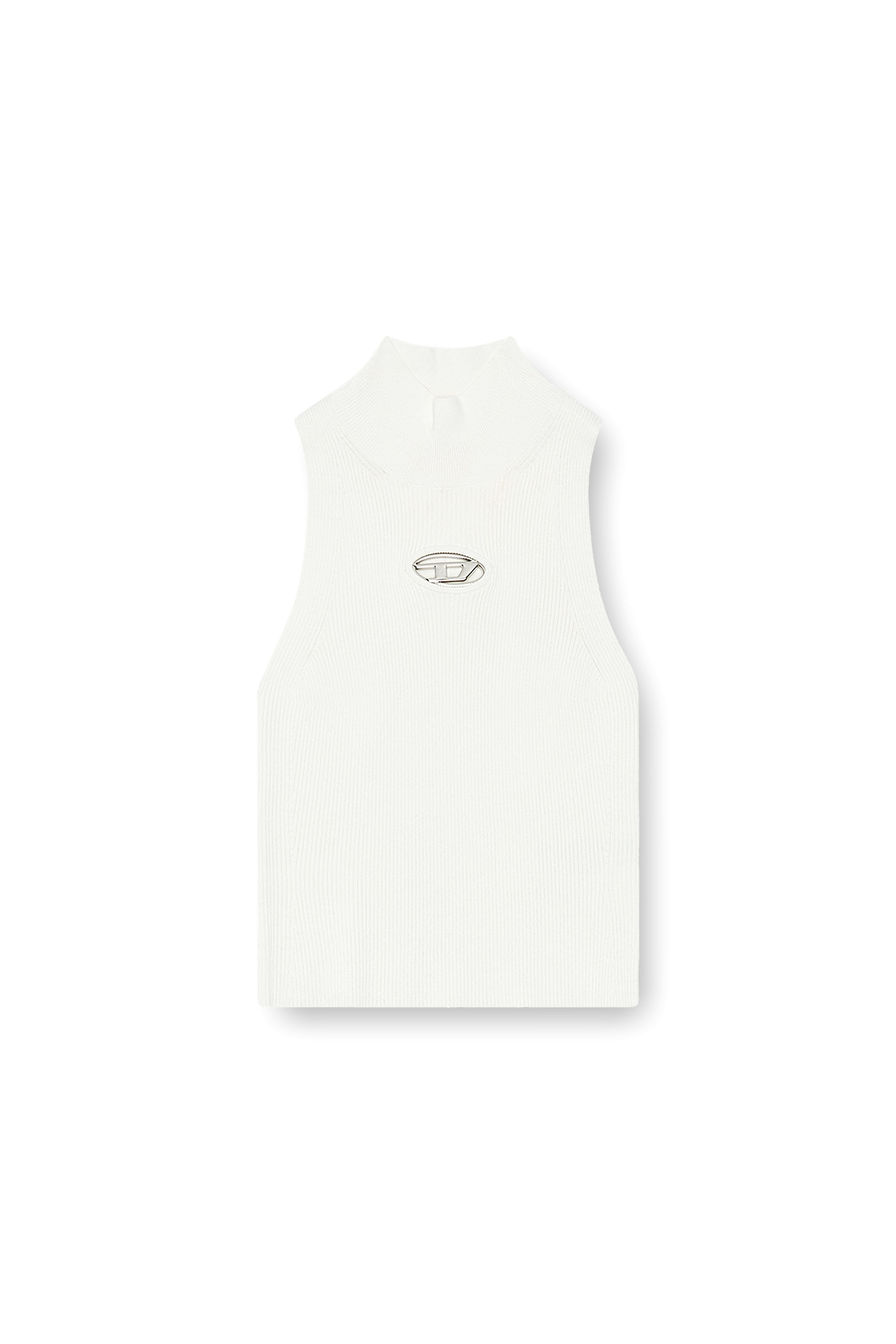 Diesel - M-ONERVAX-TOP, Femme Top à col roulé en maille côtelée in Blanc - Image 3