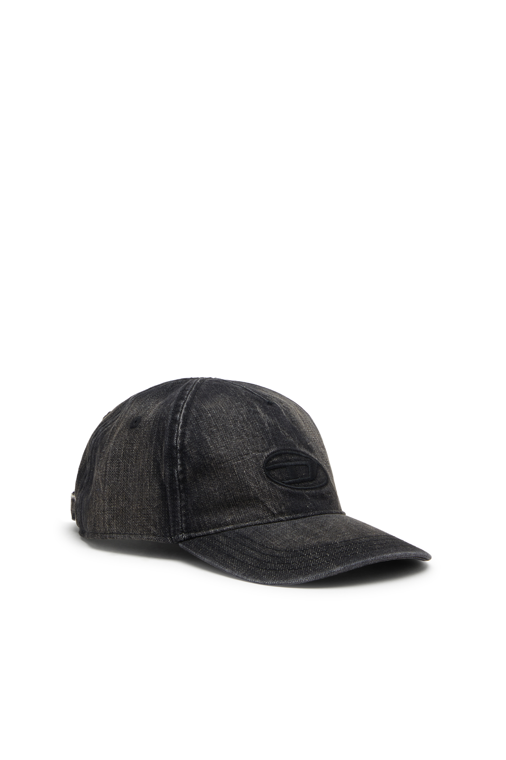 Diesel - C-ENIC, Casquette en denim avec détails effilochés et logo brodé Homme in Noir - 1