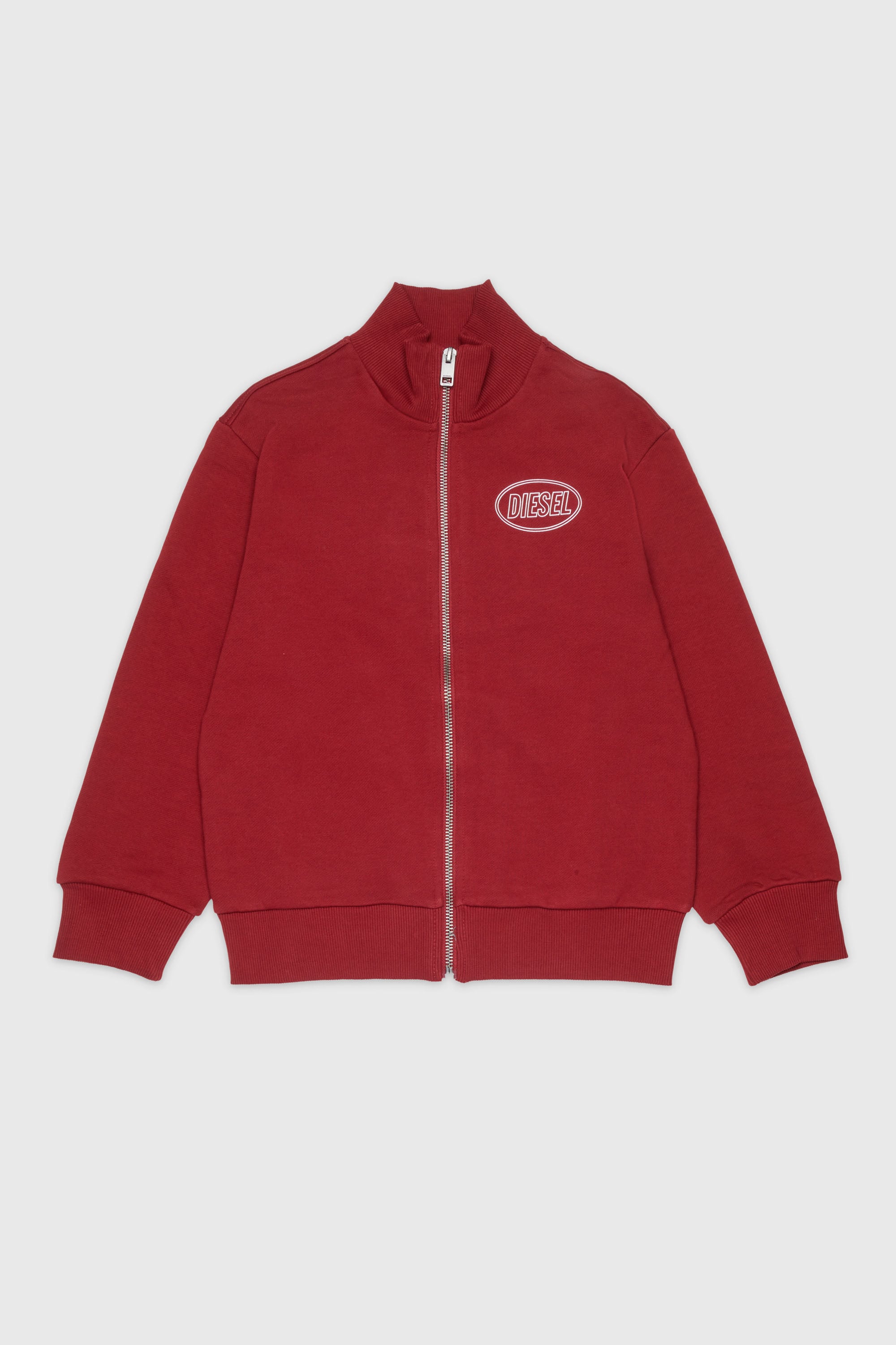 Diesel - SCIRCLEZIP OVER, Sweat-shirt en coton avec imprim&eacute; logo Homme in Rouge - 1