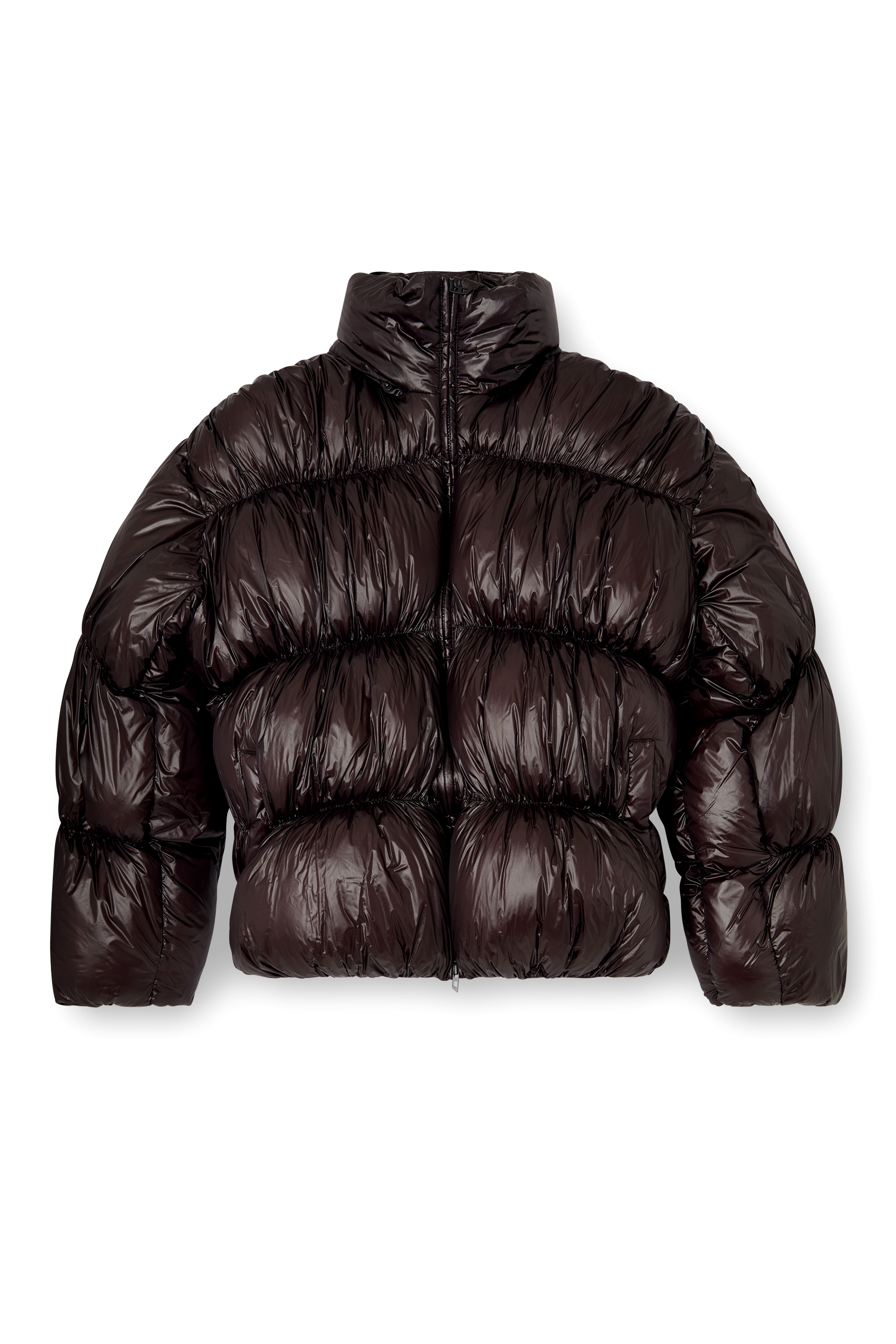 Diesel - W-CHOCO, Giacca con cappuccio effetto bubble Uomo in Nero - 3