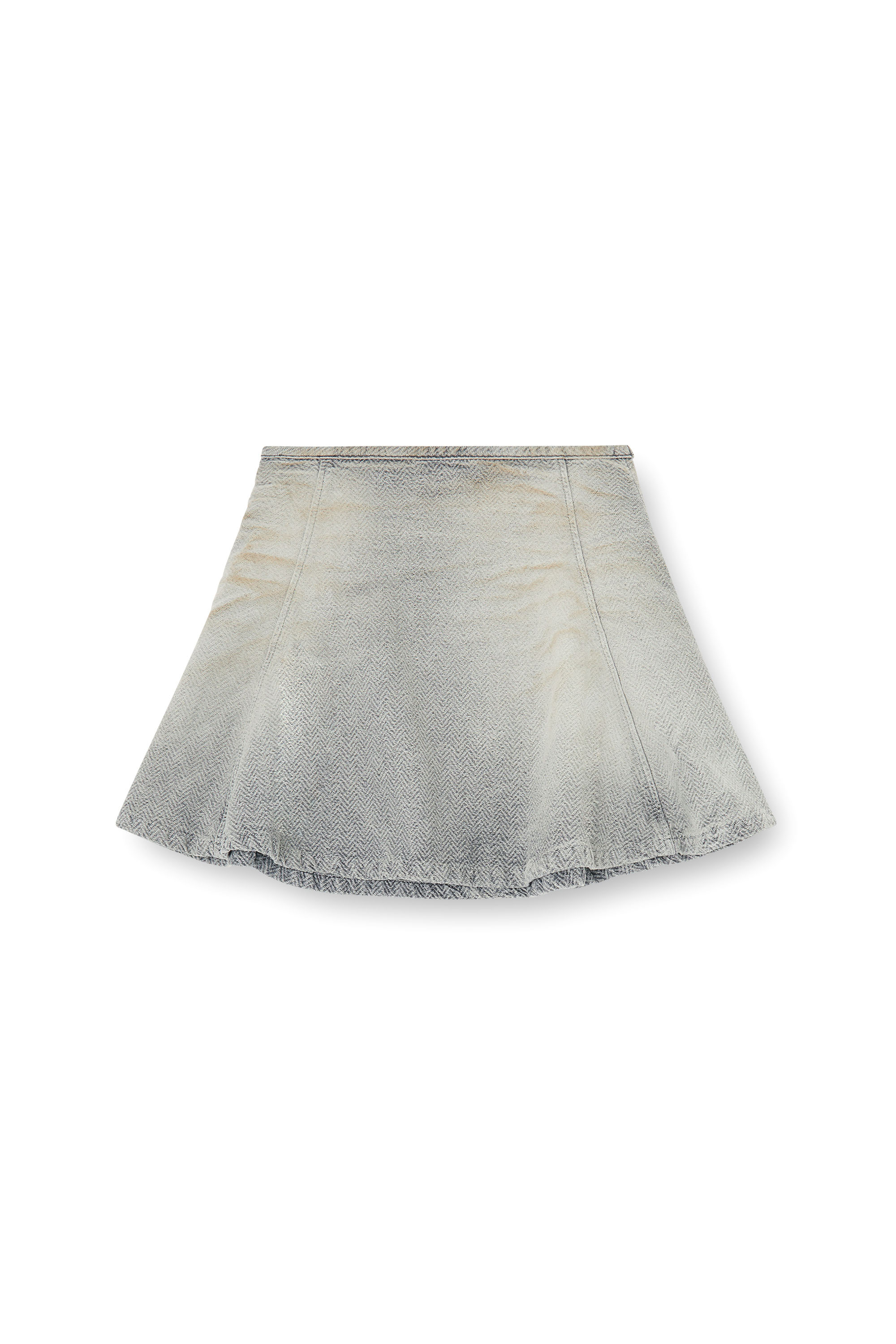 Diesel - DE-RAINE, Jupe en denim chevrons effet us&eacute; Femme in Gris - 4