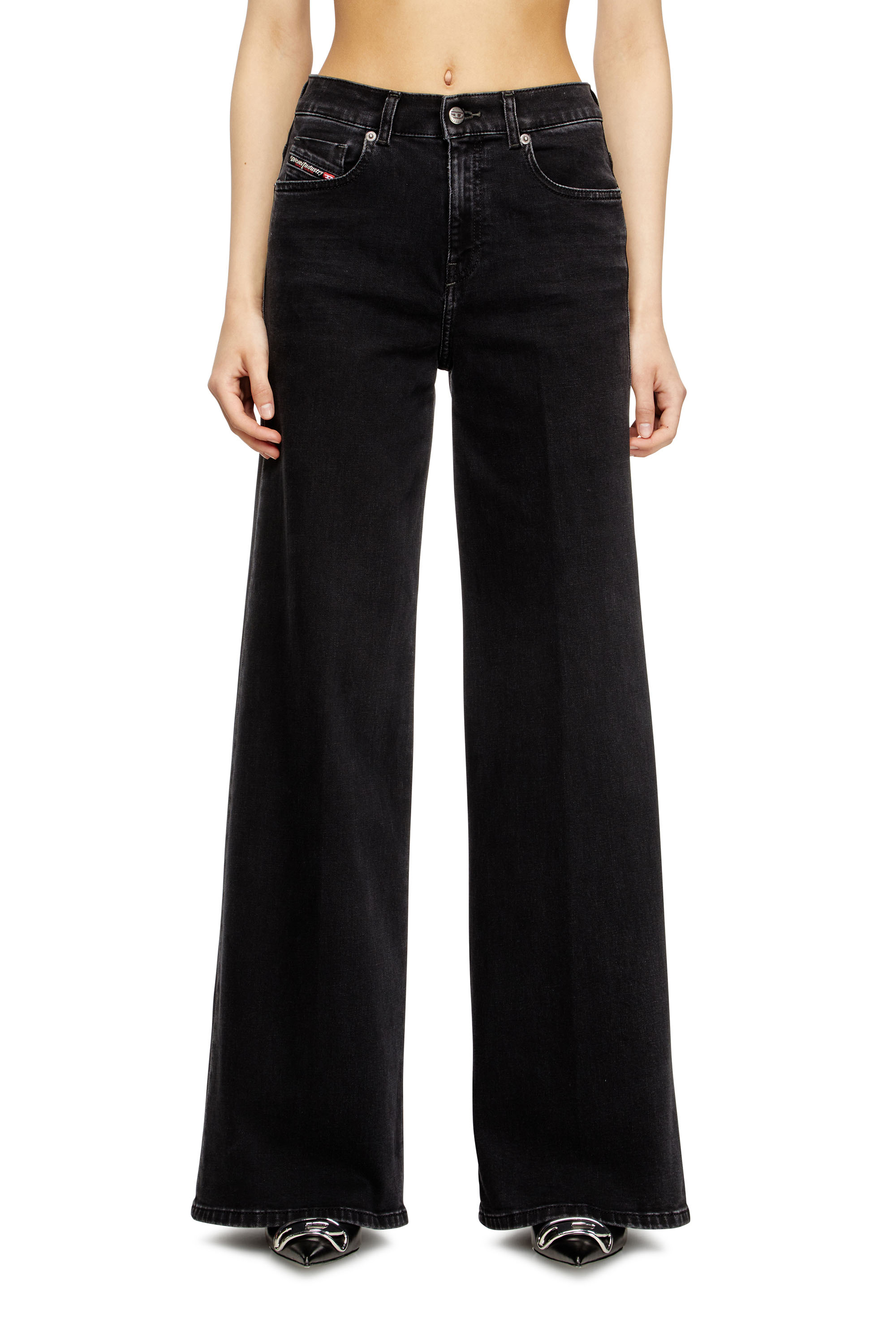 Diesel - Flare Jeans 1978 D-Akemi 09M69 Donna, Nero/Grigio scuro - Image 1