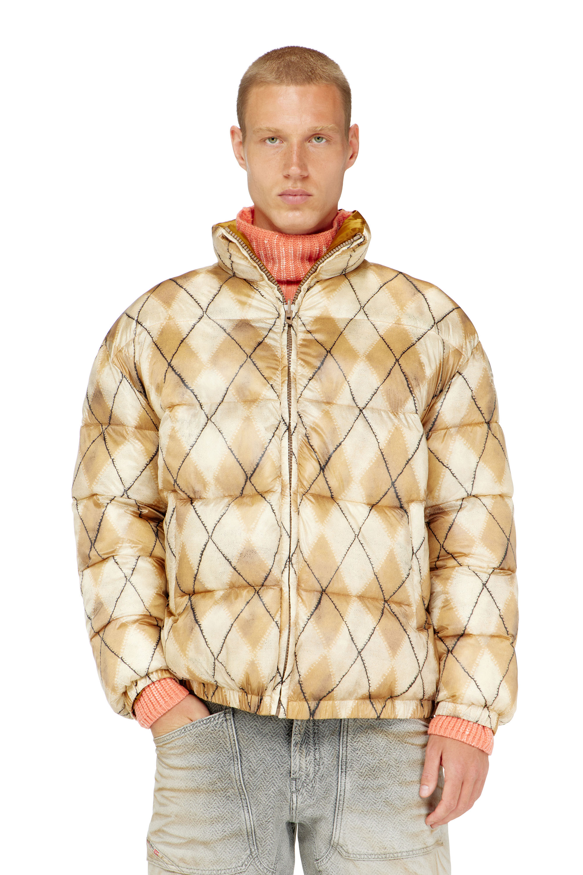 Diesel - W-BOURB-DLCK, Herren Wendbare Steppjacke mit argyle-print in null - 1