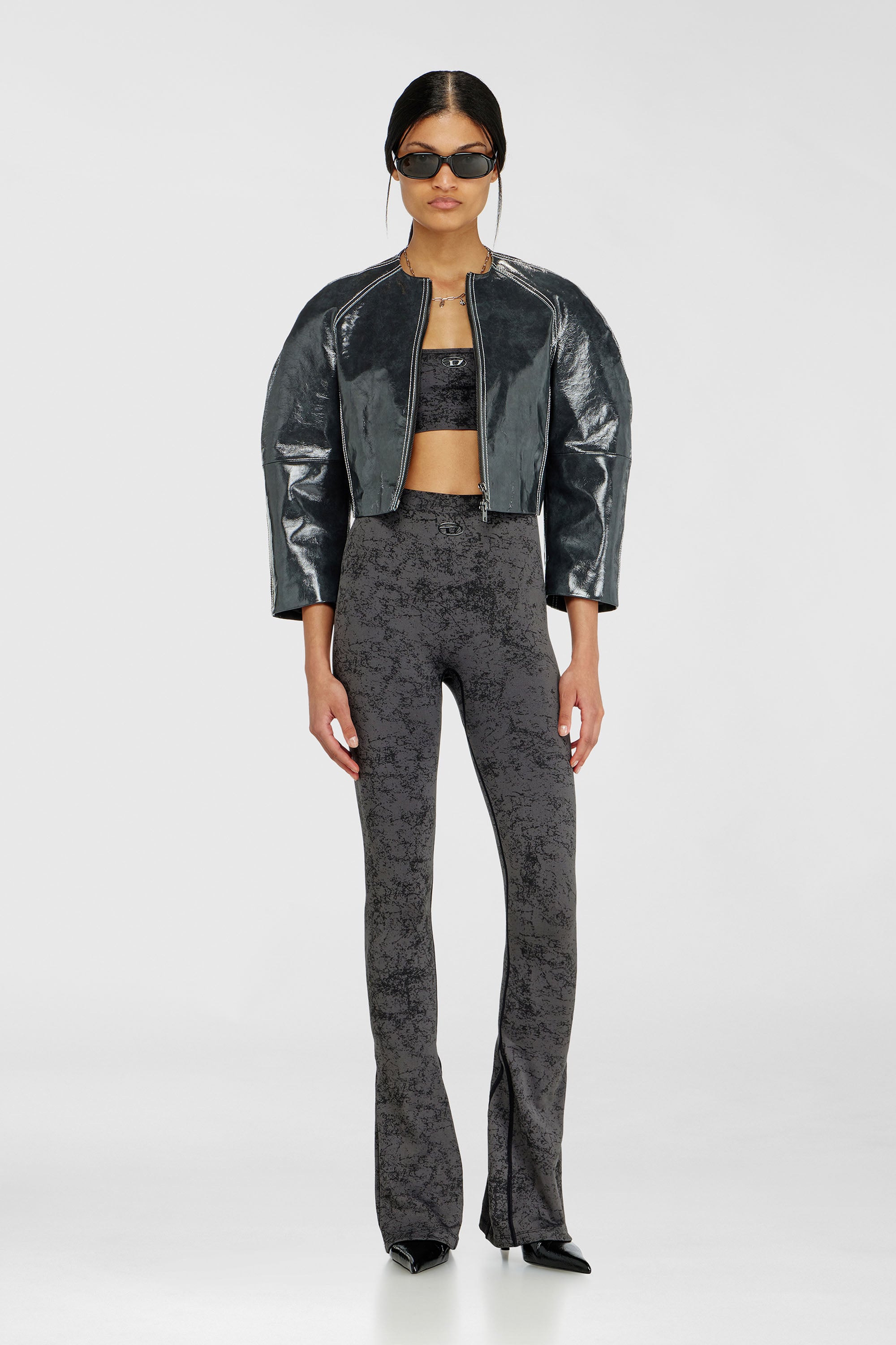 Diesel - CORNELIA-UTLT, Damen Fared leggings mit Utility-Print in Dunkelgrau - 1