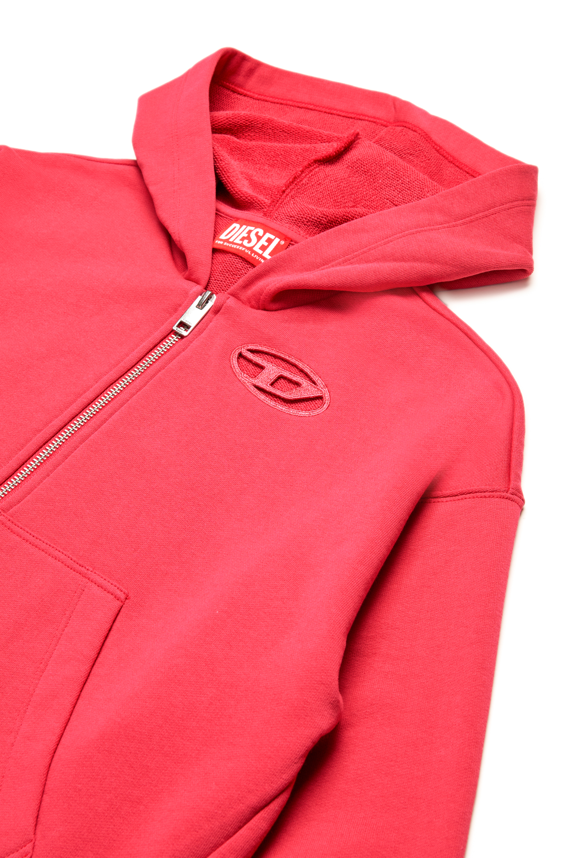 Diesel - SFPERU, Damen Kapuzenpullover mit Reißverschluss und Cutout-Oval D-Logo in Rosa - 3