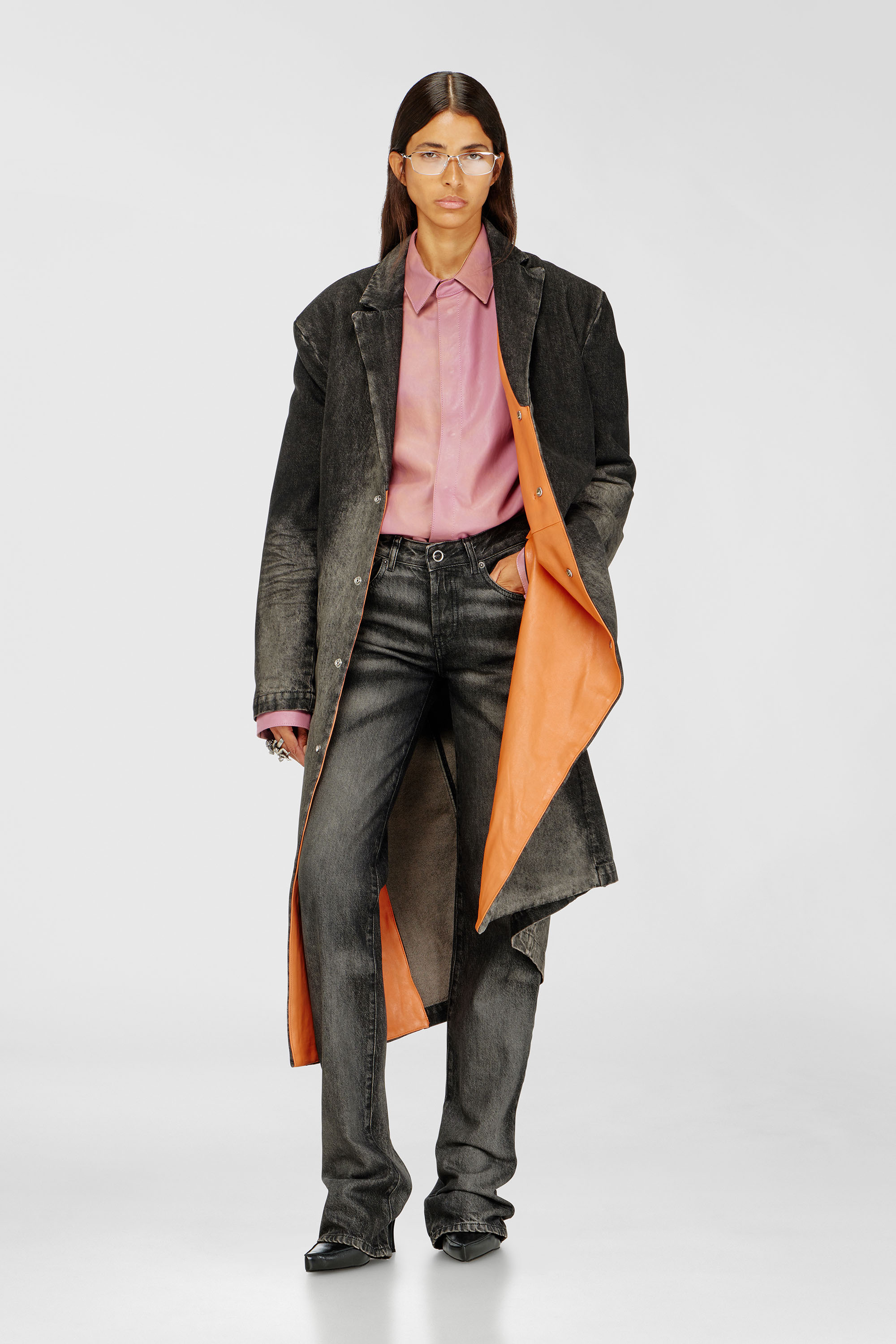 Diesel - D-IANCH-FSJ, Manteau long en denim effet us&eacute; Mixte in Noir - 2