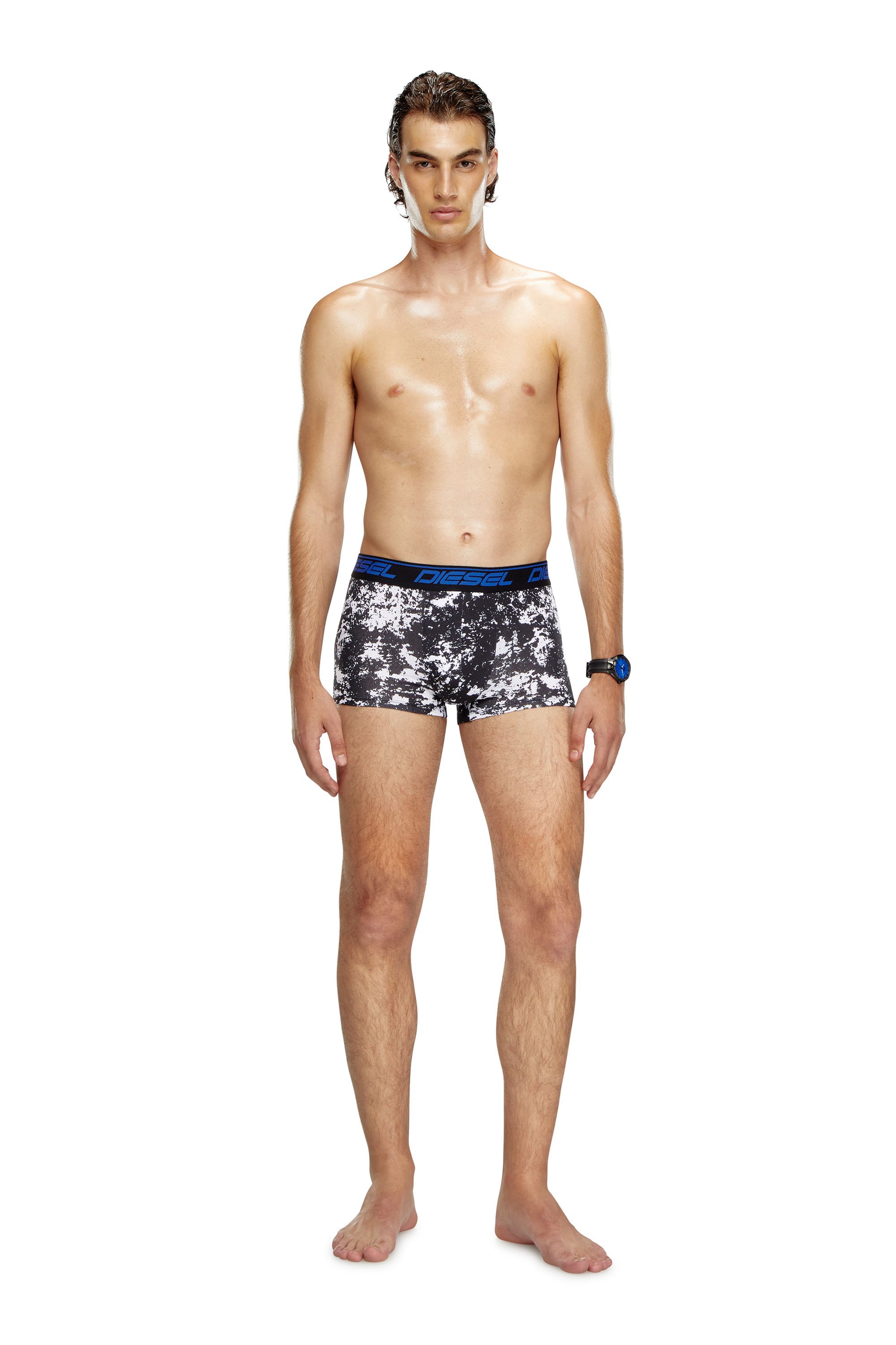 Diesel - UMBX-DAMIENTHREEPACK, Man's Three-pack cloudy-print boxer briefs in Black/Blue - 4