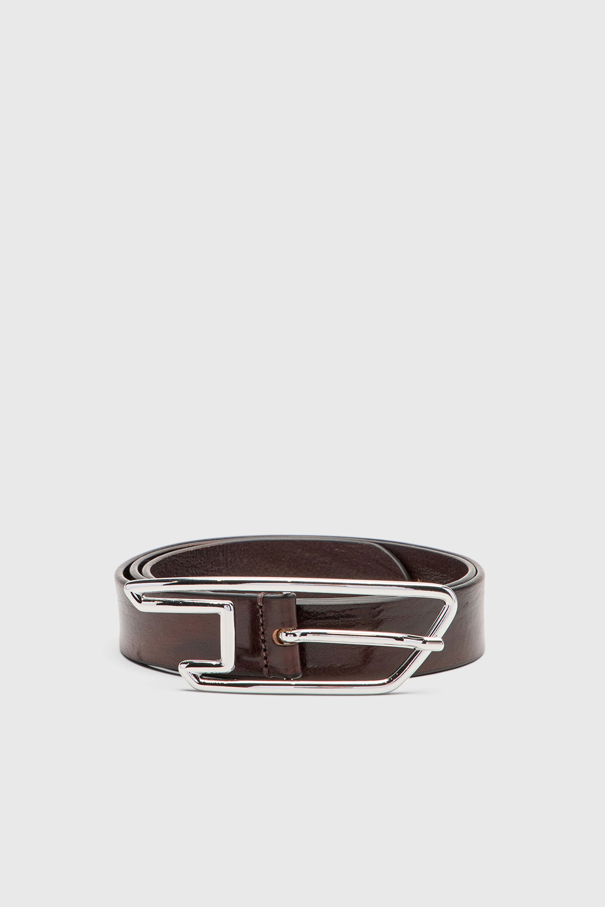 Diesel - B-D LINE 30, Ceinture 3 cm en cuir cir&eacute; avec boucle D-logo Mixte in Marron - 1