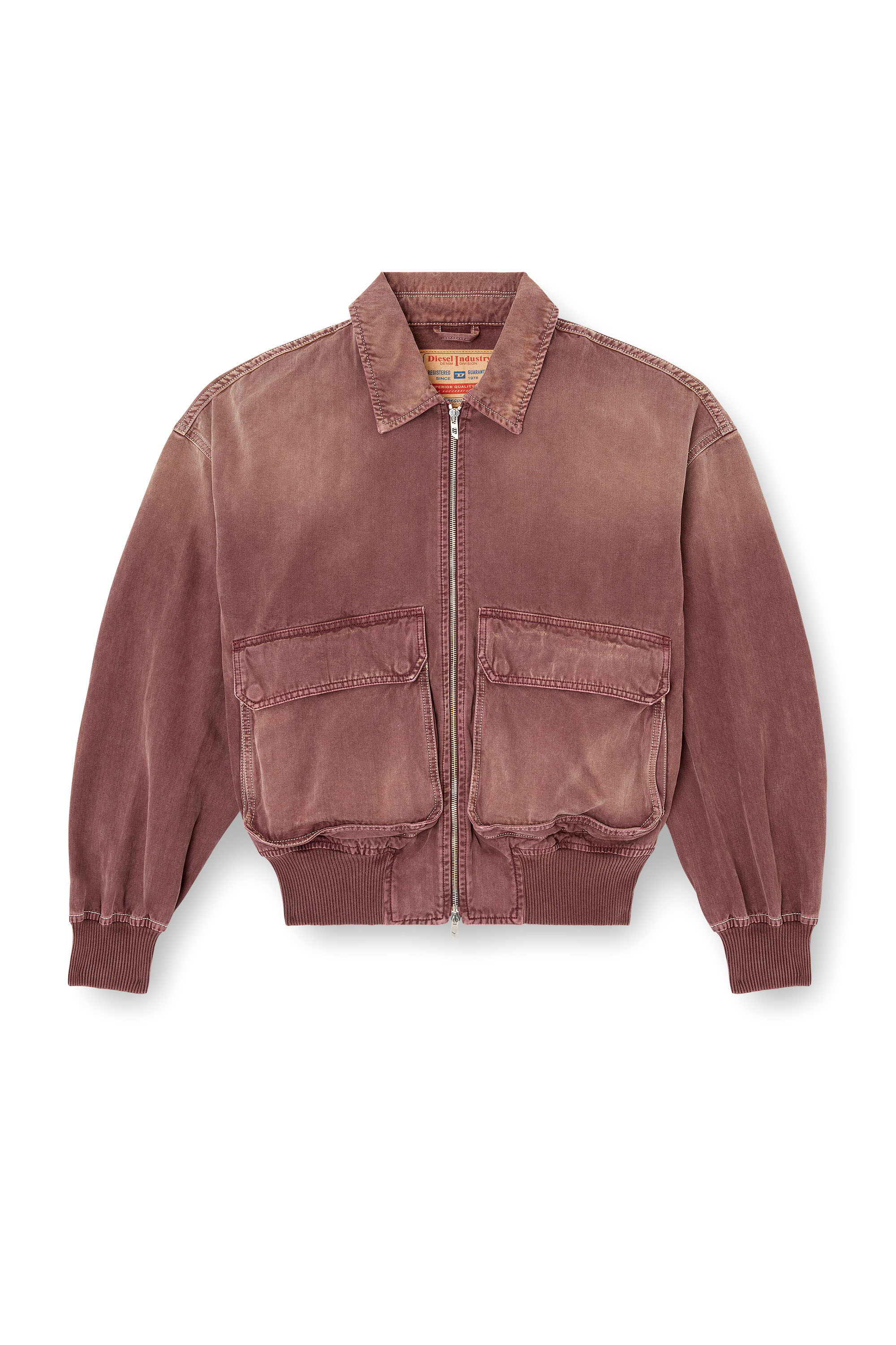 Diesel - D-KURZ, Giacca in denim colorato herringbone Unisex in Marrone - 3