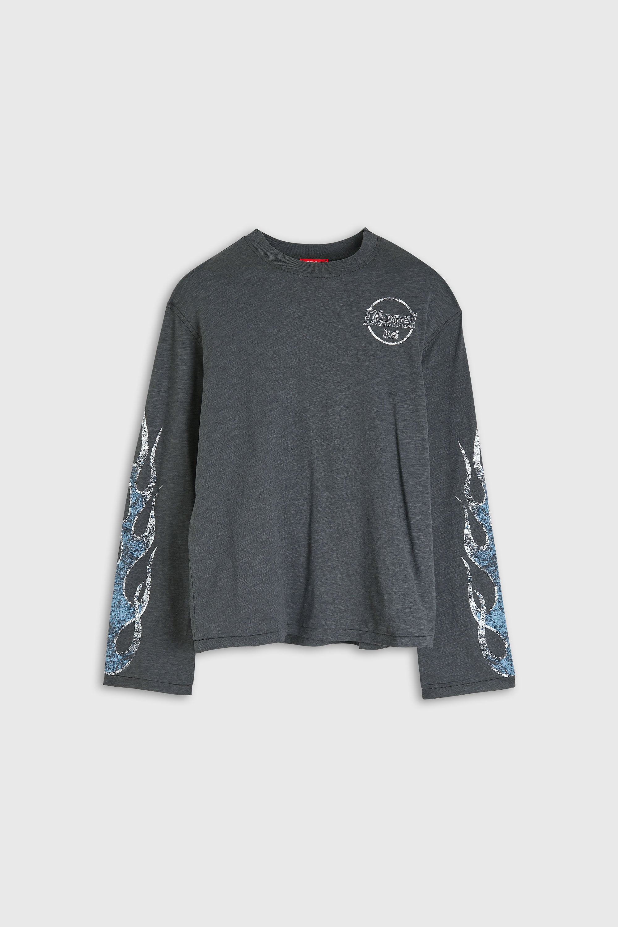 Diesel - T-HILARY-LS-B3, T-shirt a manica lunga in jersey fiammata con stampa craquel&eacute; Donna in Grigio - 2