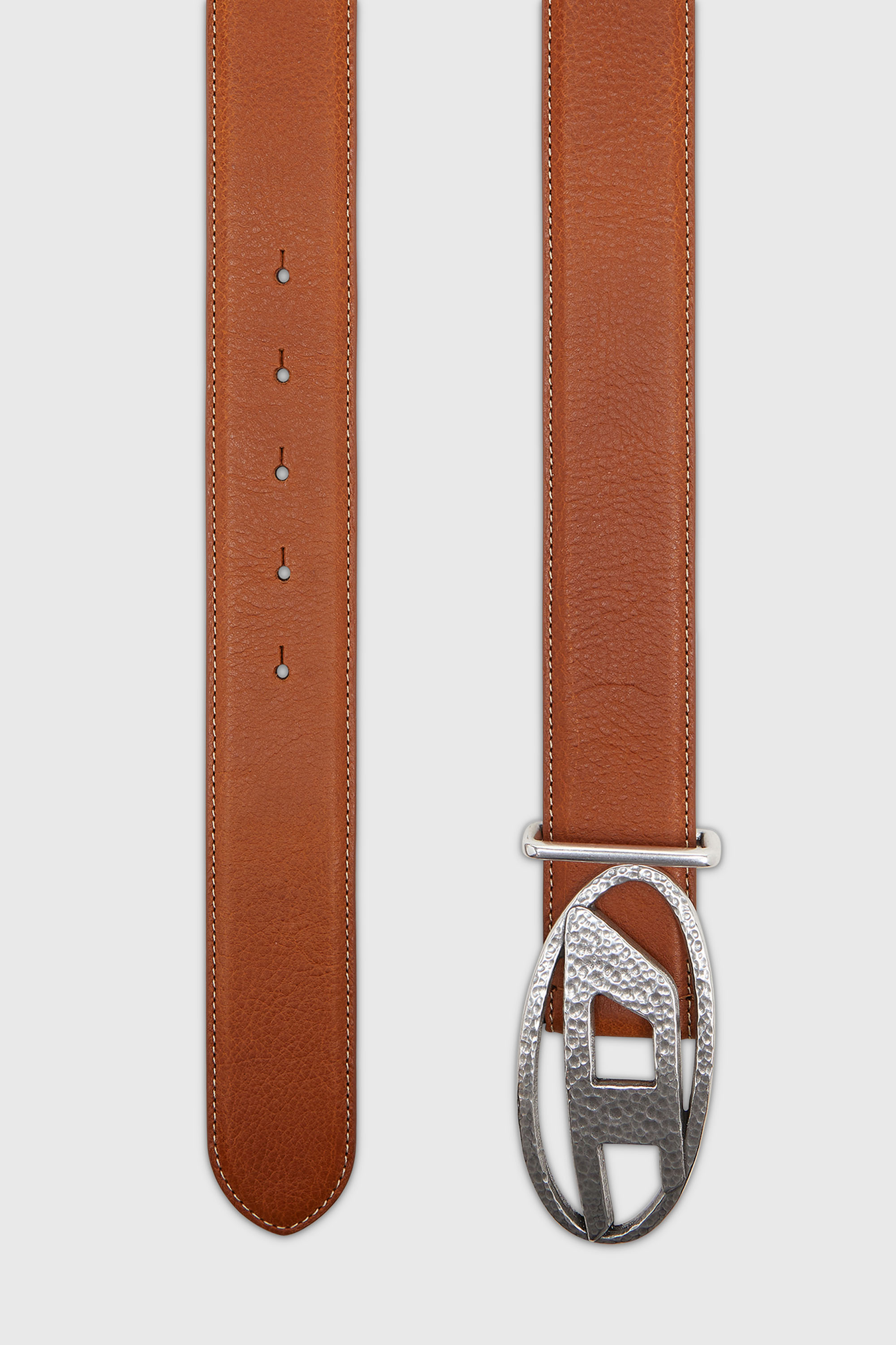 Diesel - B-1DR, 4 cm ceinture en cuir avec boucle Oval D martel&eacute;e Mixte in Marron - 2
