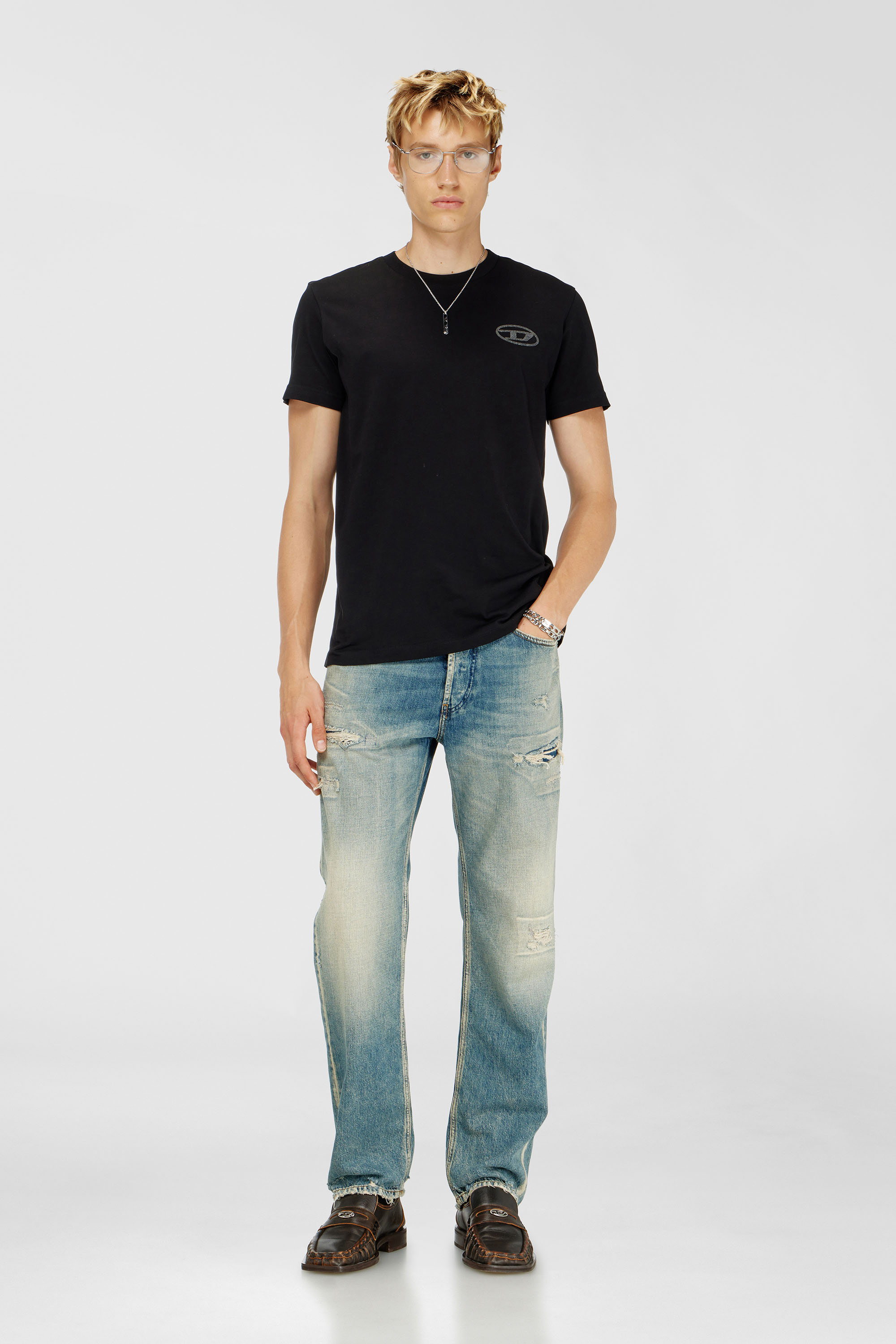 Diesel - T-DIEGO-T92, Herren T-Shirt aus Baumwolle mit Oval D Logo in Schwarz - 2