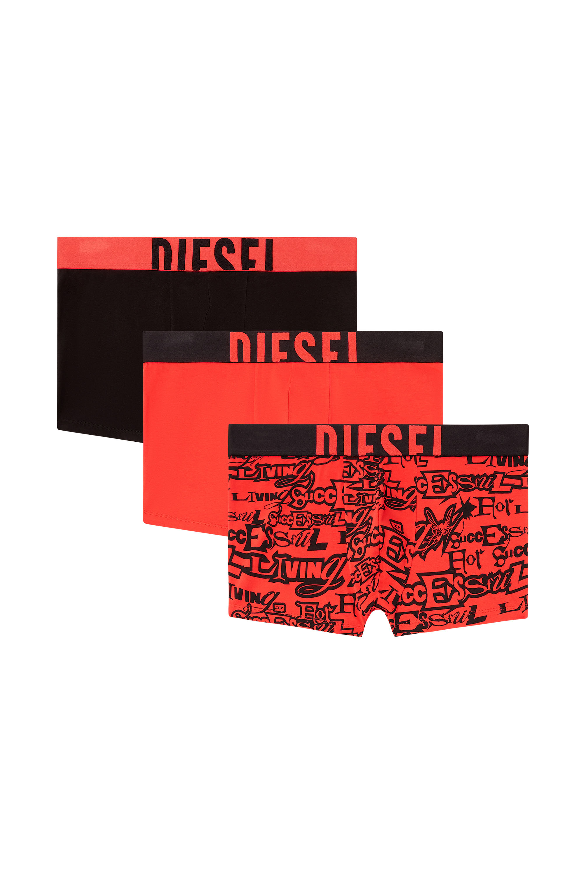 Diesel - DAMIEN-D-POP-3PACK-40, Lot de trois boxers en coton avec logos audacieux Homme in Noir - 2