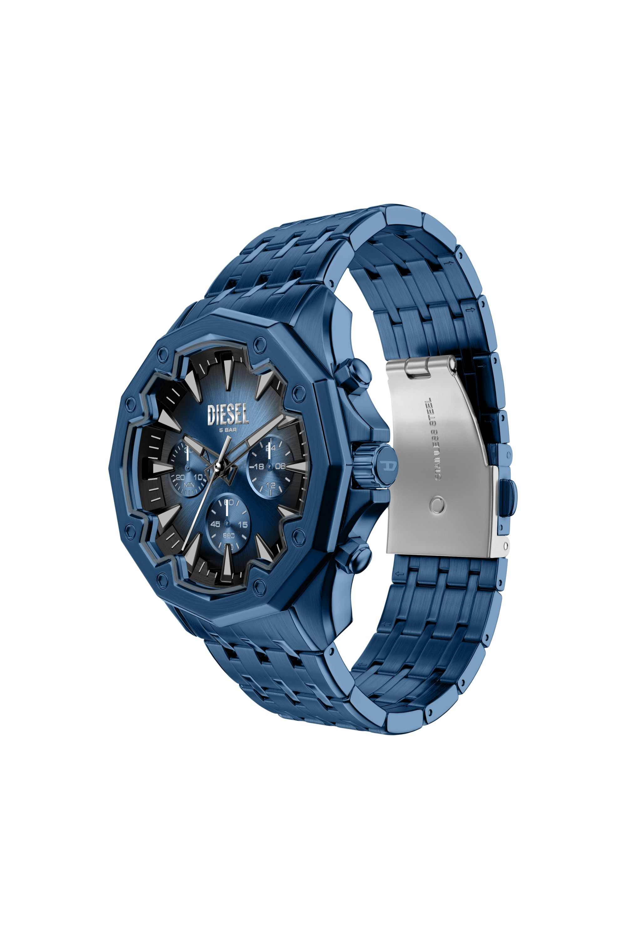 Diesel - DZ4705 WATCH, Montre Stinger en acier inoxydable bleu Homme in Bleu - 7