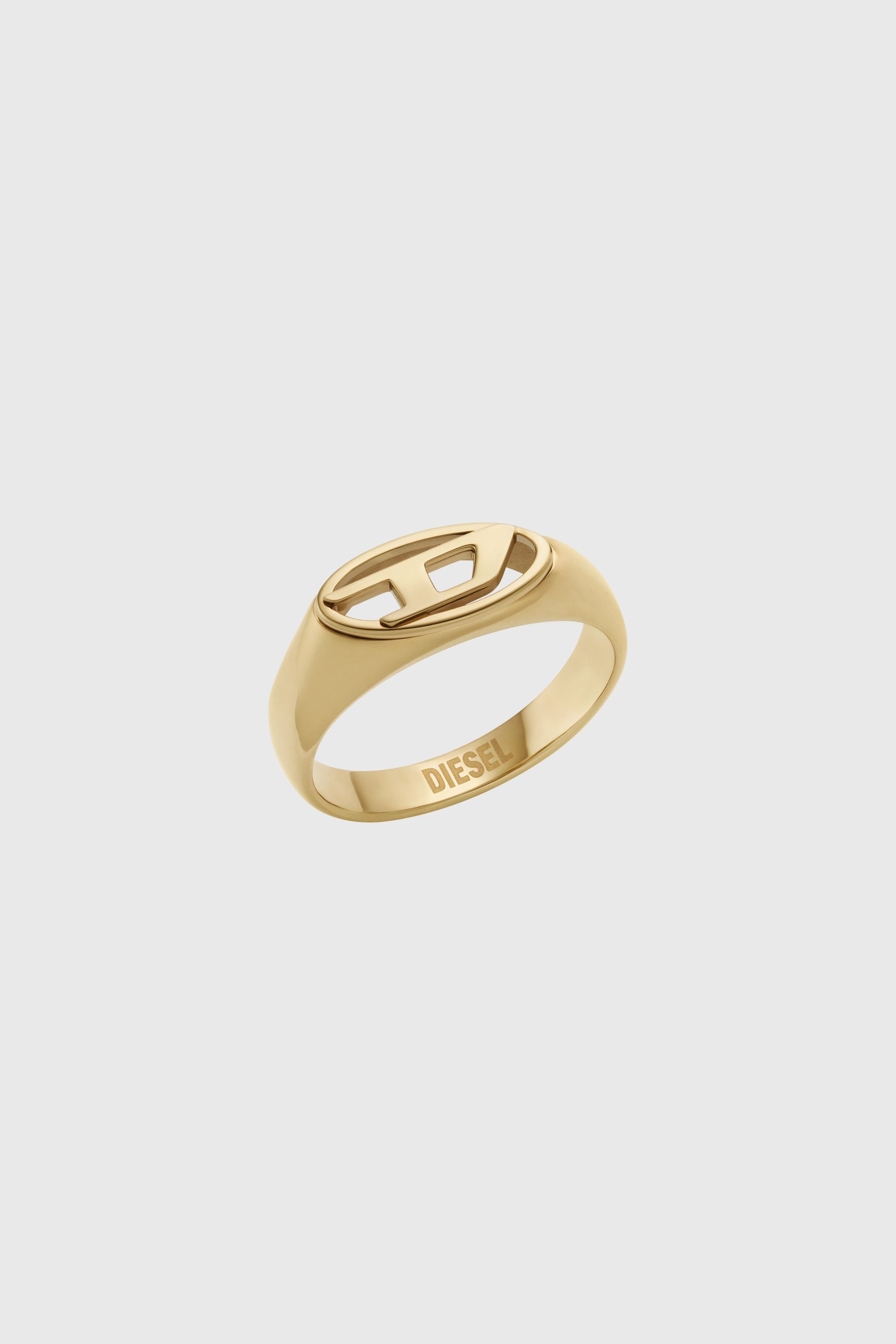 Diesel - DX1588710 JEWEL, Anello con sigillo in acciaio inossidabile color oro Unisex in Oro - 1