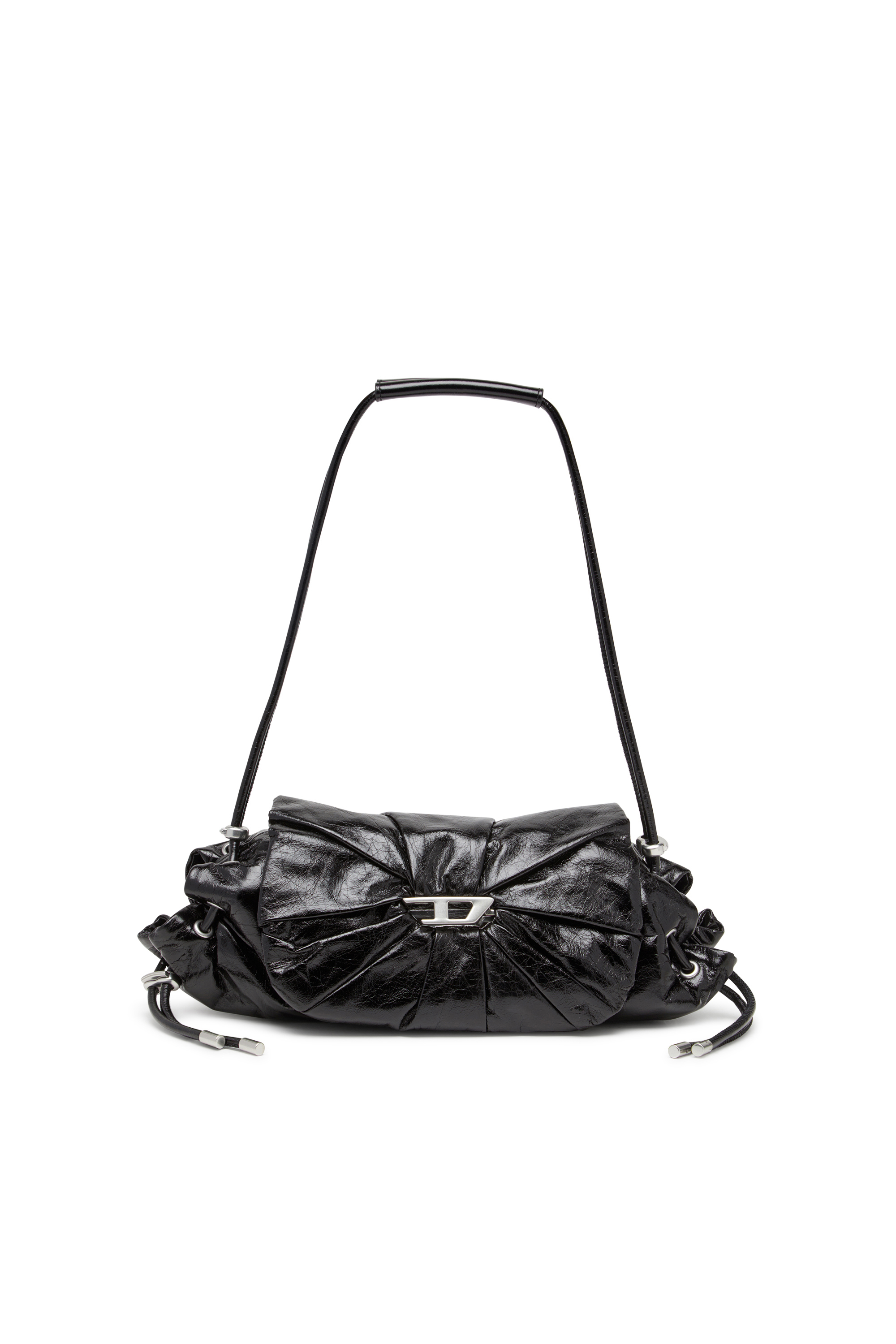 Diesel - SCRUNCH-D SHOULDER S, Borsa a spalla in pelle arricciata Donna in Nero - 1
