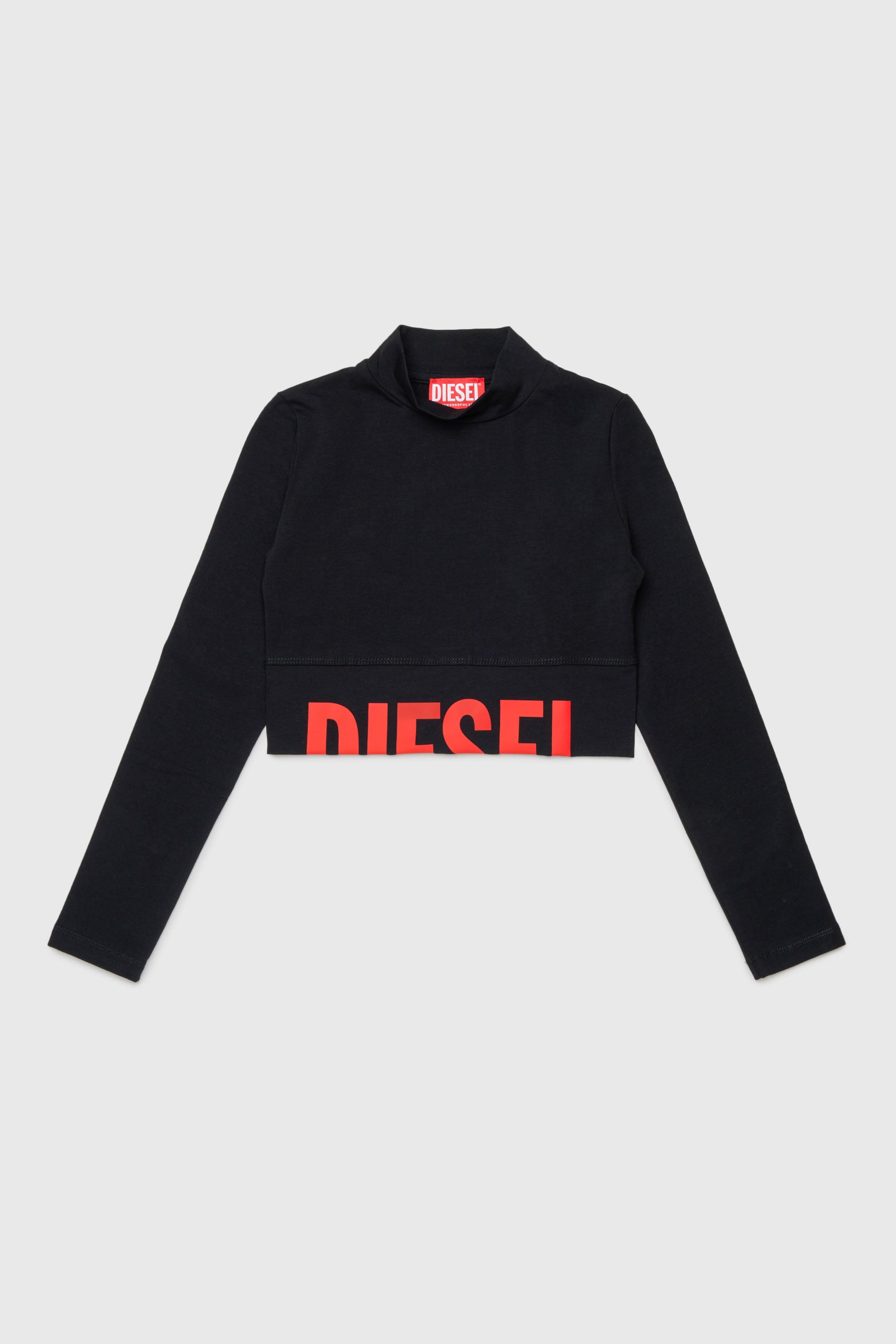 Diesel - TCEFILS, Crop top con logo cut-off Donna in Nero - 1