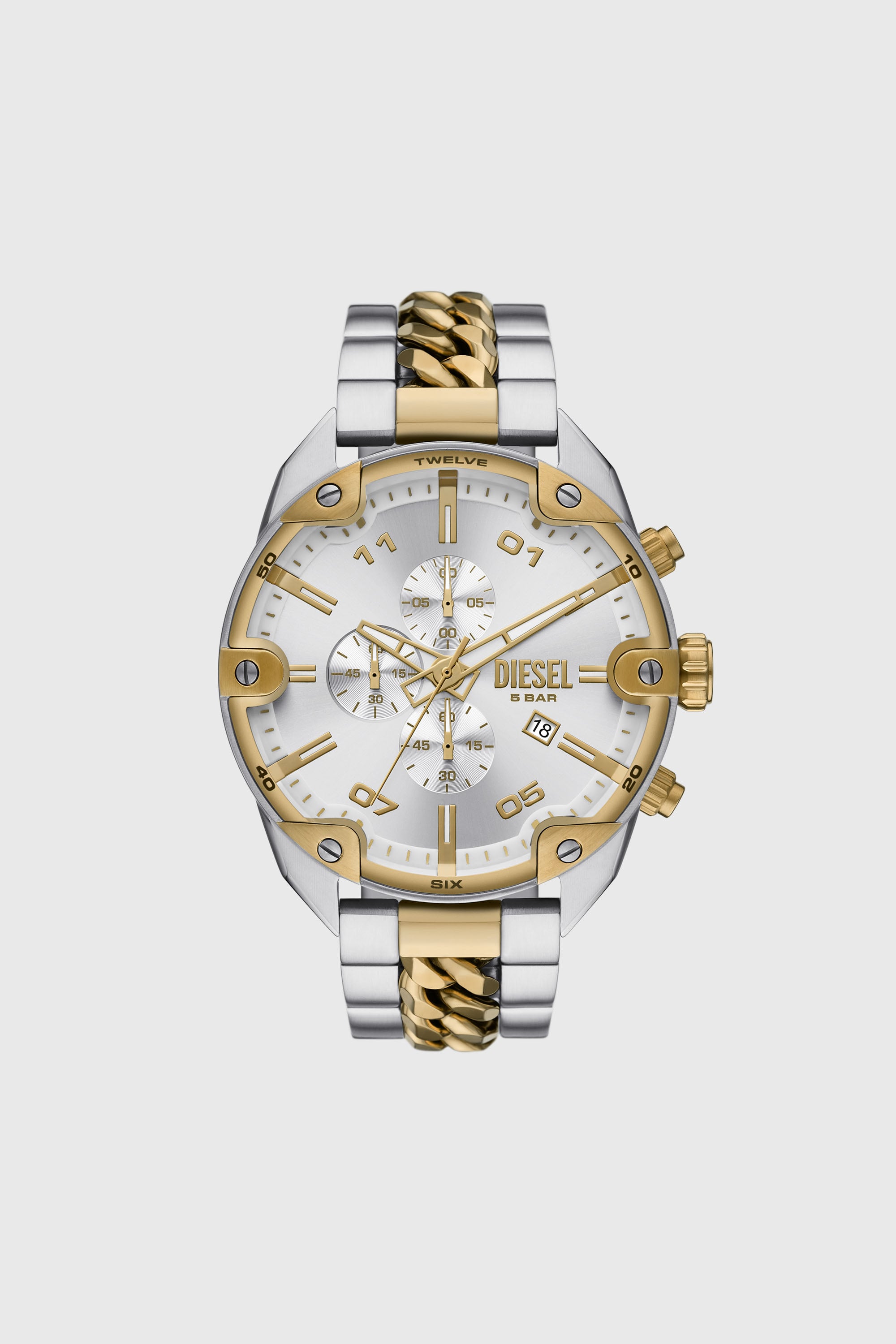 Diesel - DZ4629, Orologio Spiked con cinturino in acciaio inossidabile Uomo in Argento - 1