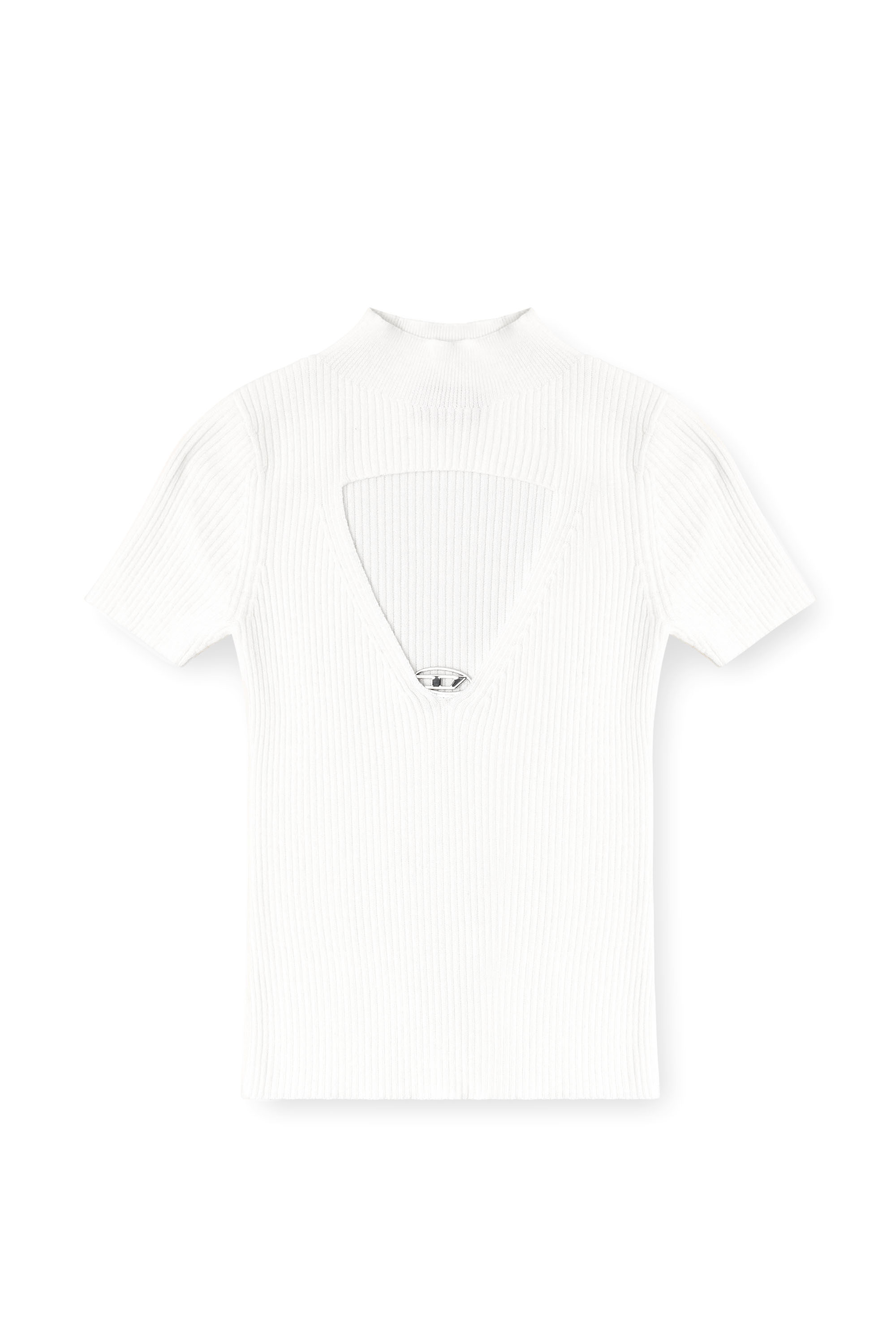 Diesel - M-OLIVE, Top in lana con cut-out Donna in Bianco - 2