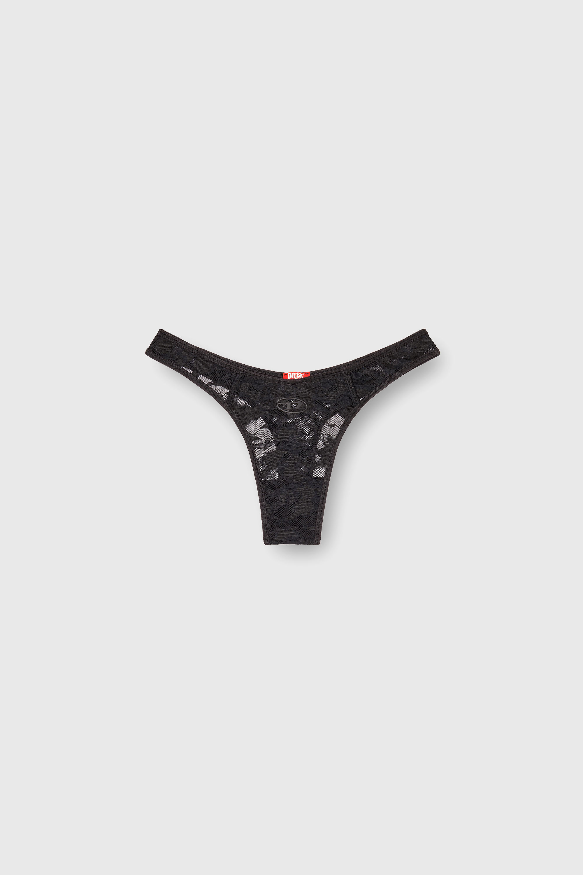 Diesel - MICRO-PUNCHY-UTLT, Damen Thong aus Nylon-Spitze mit Oval D in Schwarz - 2