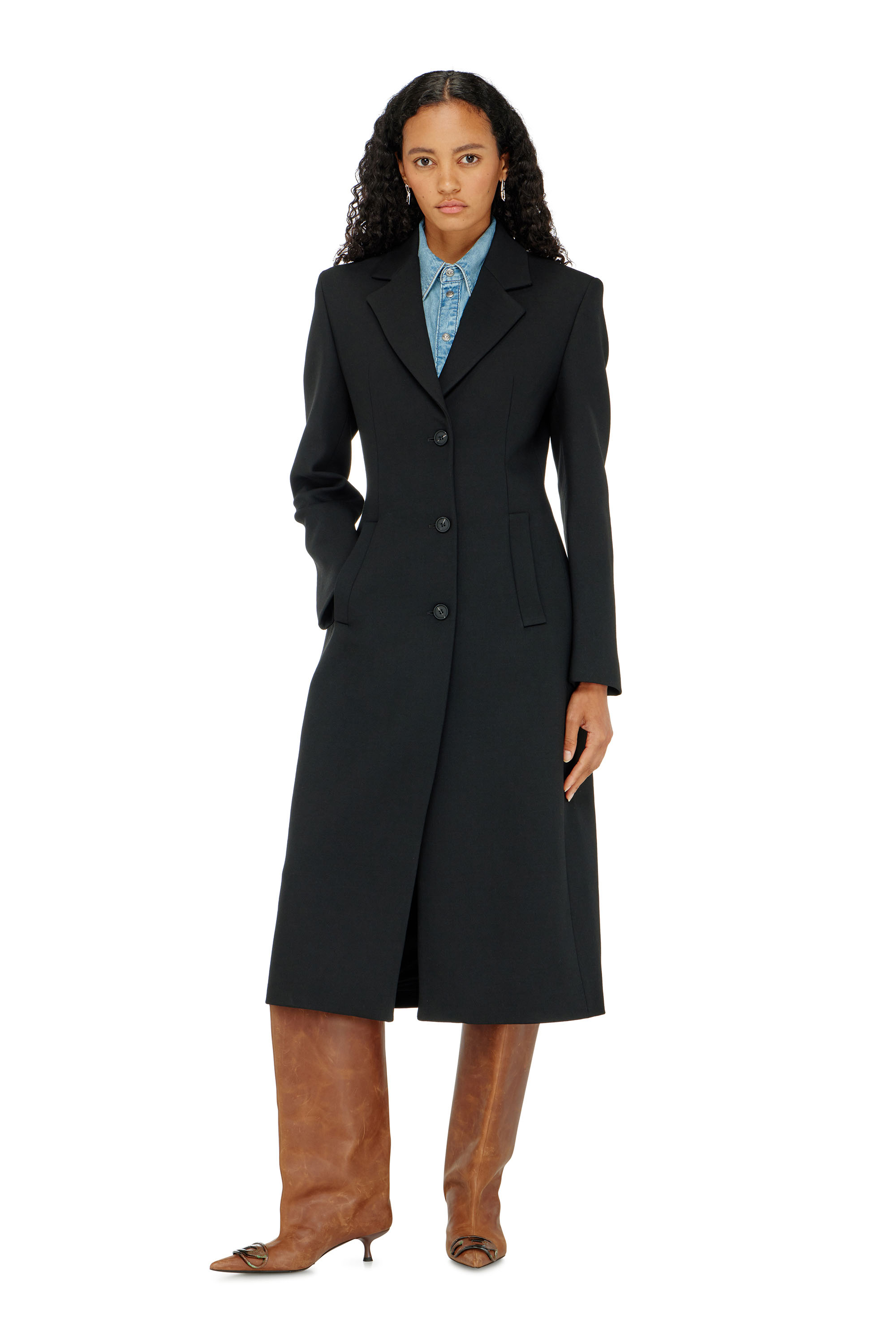 Diesel - G-ALLAN, Long manteau sablier Femme in Noir - 1