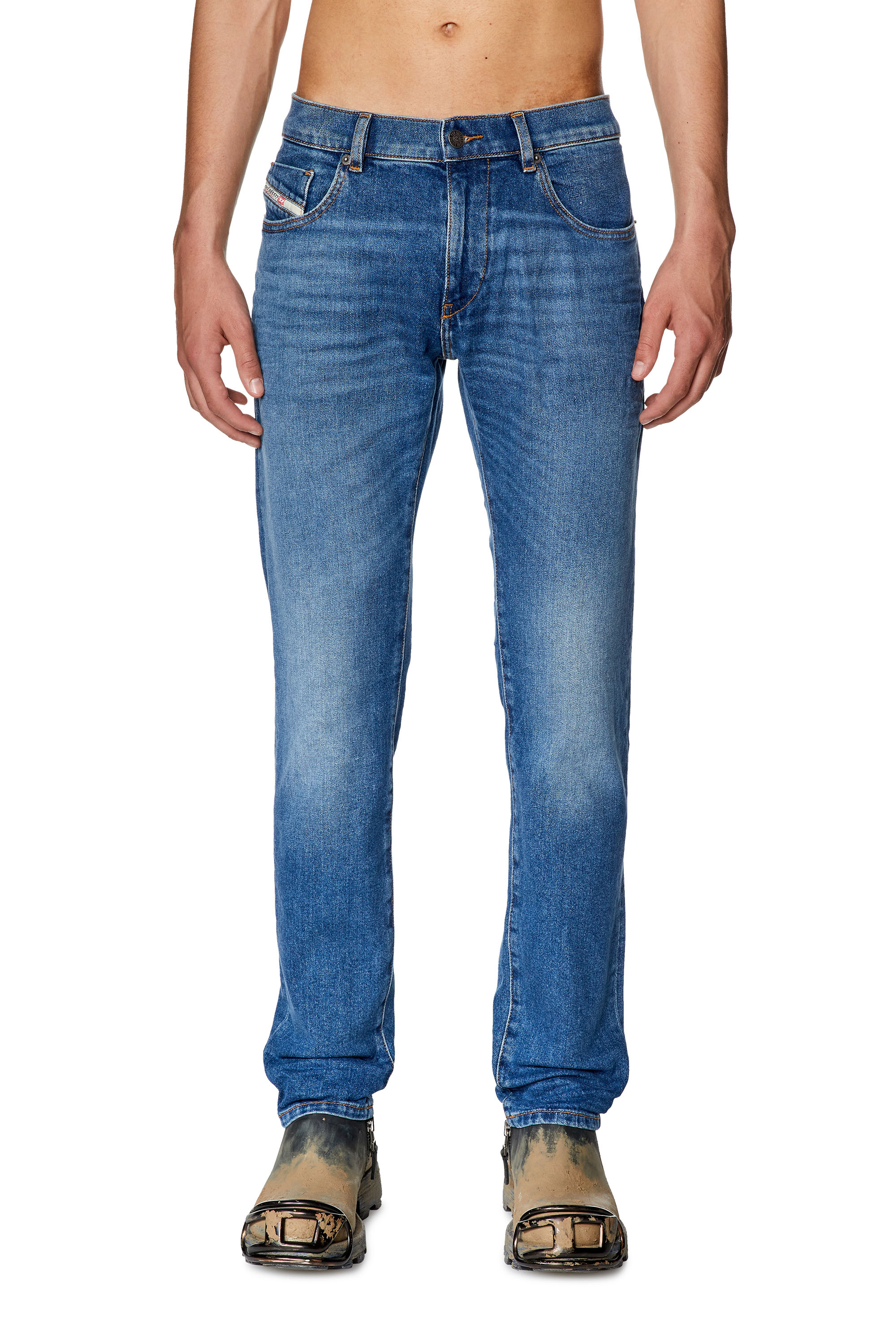 Diesel - 2019 D-Strukt 0ENAT Slim Jeans, Blu medio - Image 1