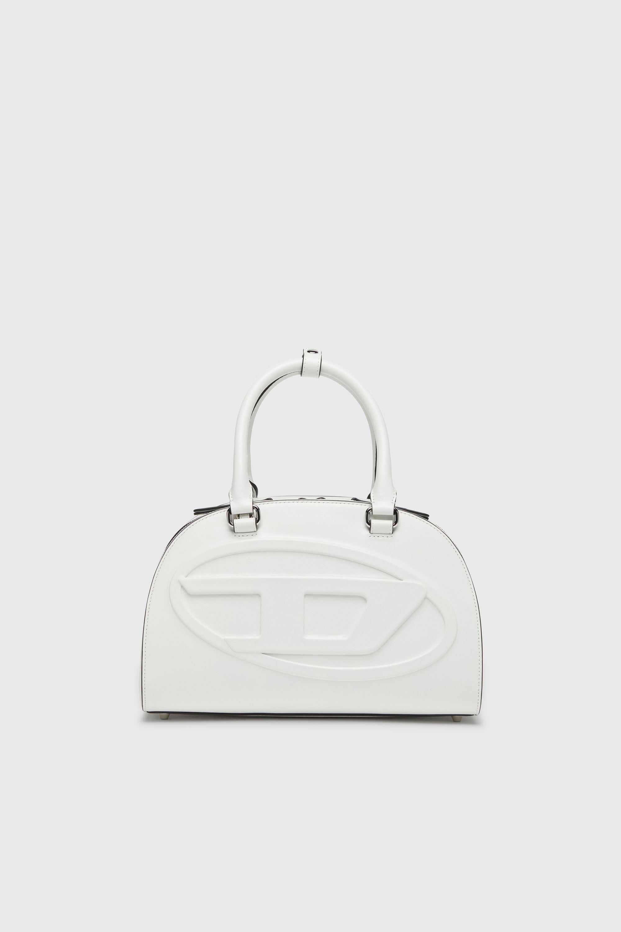 Diesel - 1DR DOME TOP HANDLE, Damen 1DR Dome-Bowling-Tasche aus Leder in Wei&szlig; - 1