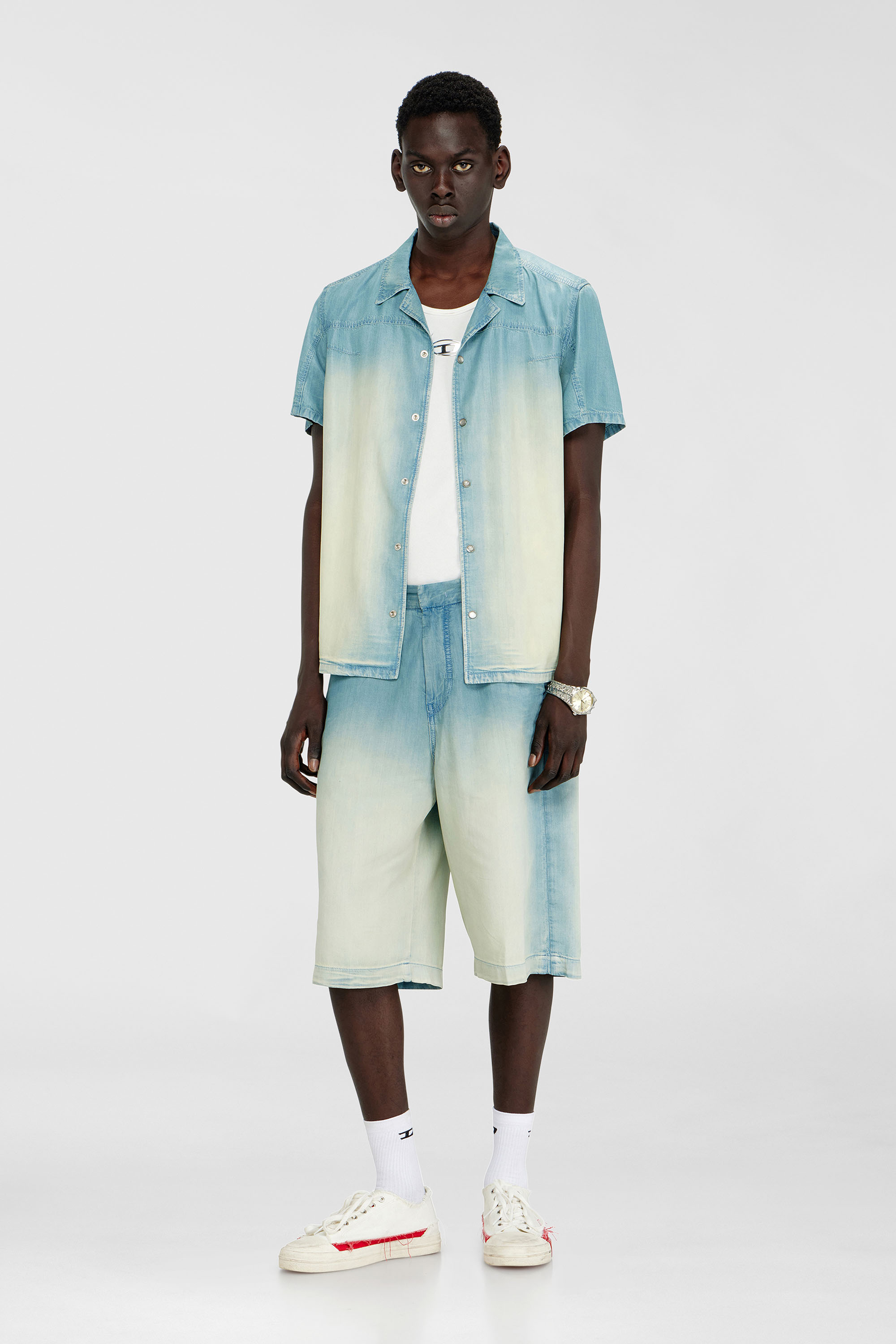 Diesel - D-TYLOR-SHORT-S, Short en denim fluid surteint Homme in Bleu - 1