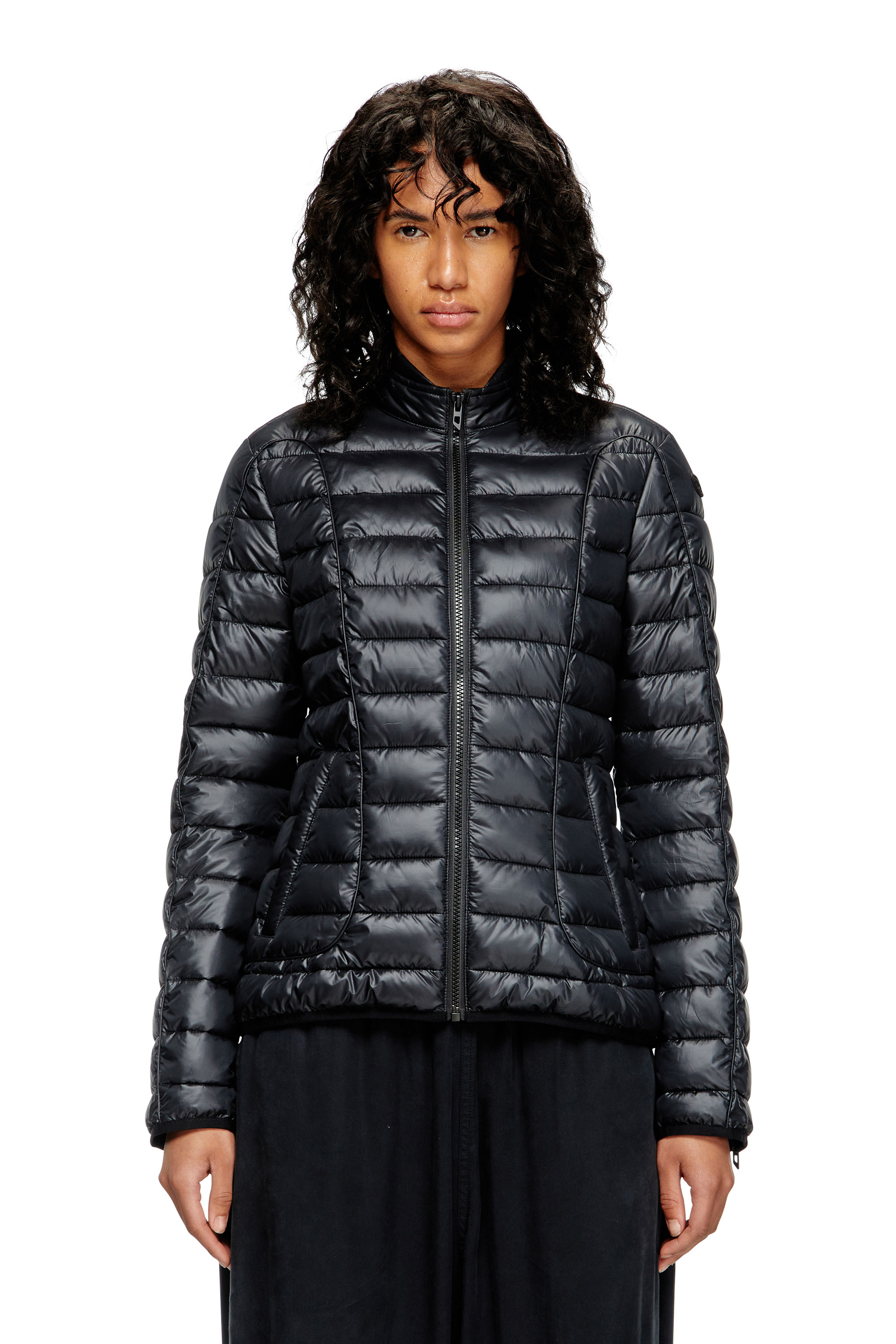 Diesel - W-PILOT-FEM, Woman's Puffer jacket with biker details in Black - 1