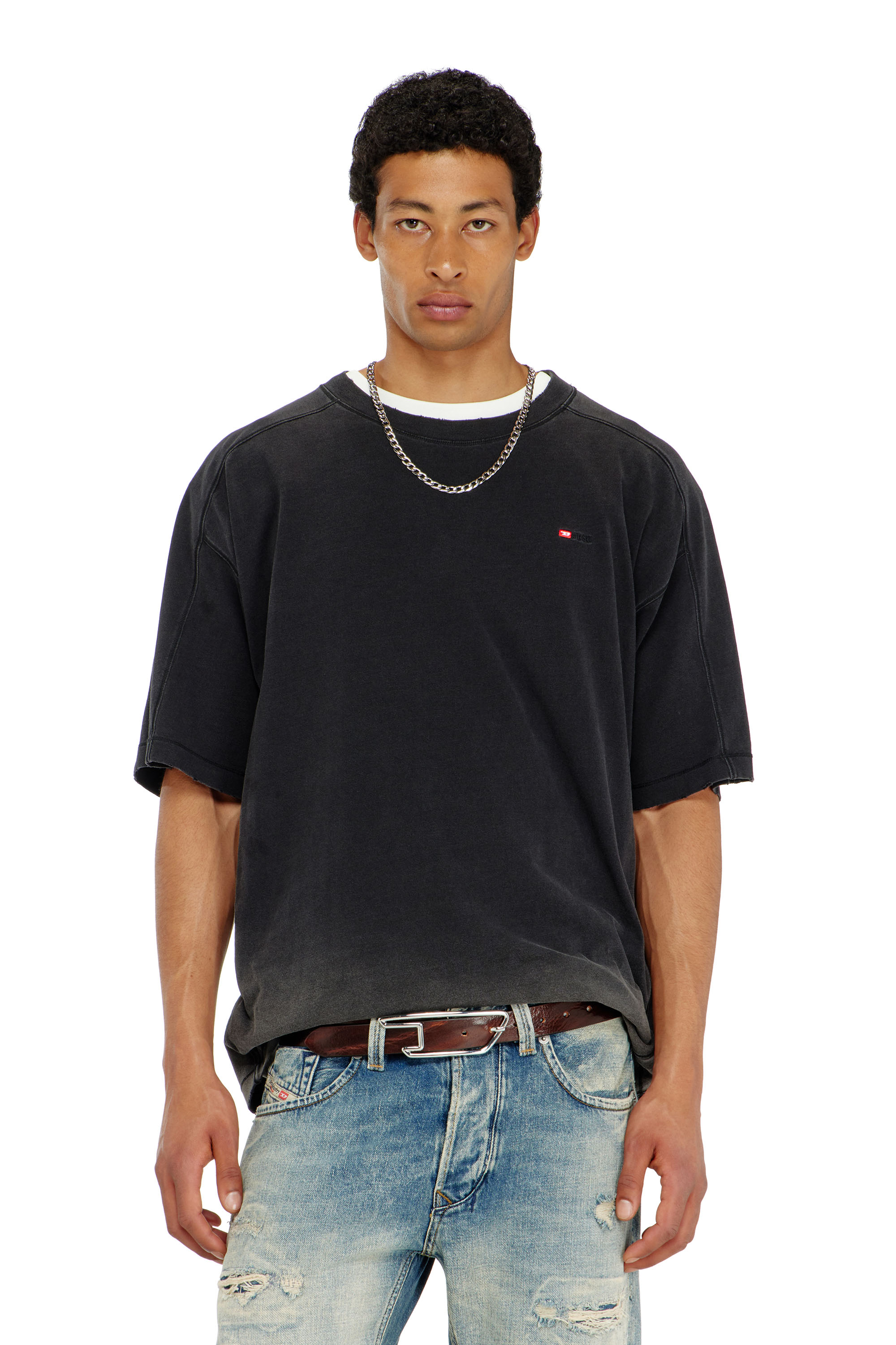 Diesel - T-CROX, Herren Baumwoll-T-Shirt mit Degrad&eacute;-Effekt in Schwarz - 1