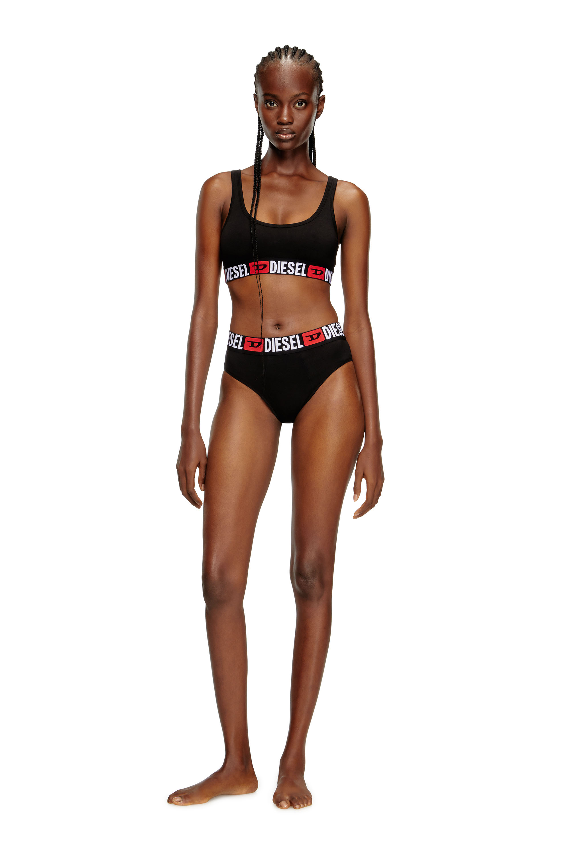 Diesel - UFSB-ORIBA, Bralette con fascia logata Donna in Nero - 1