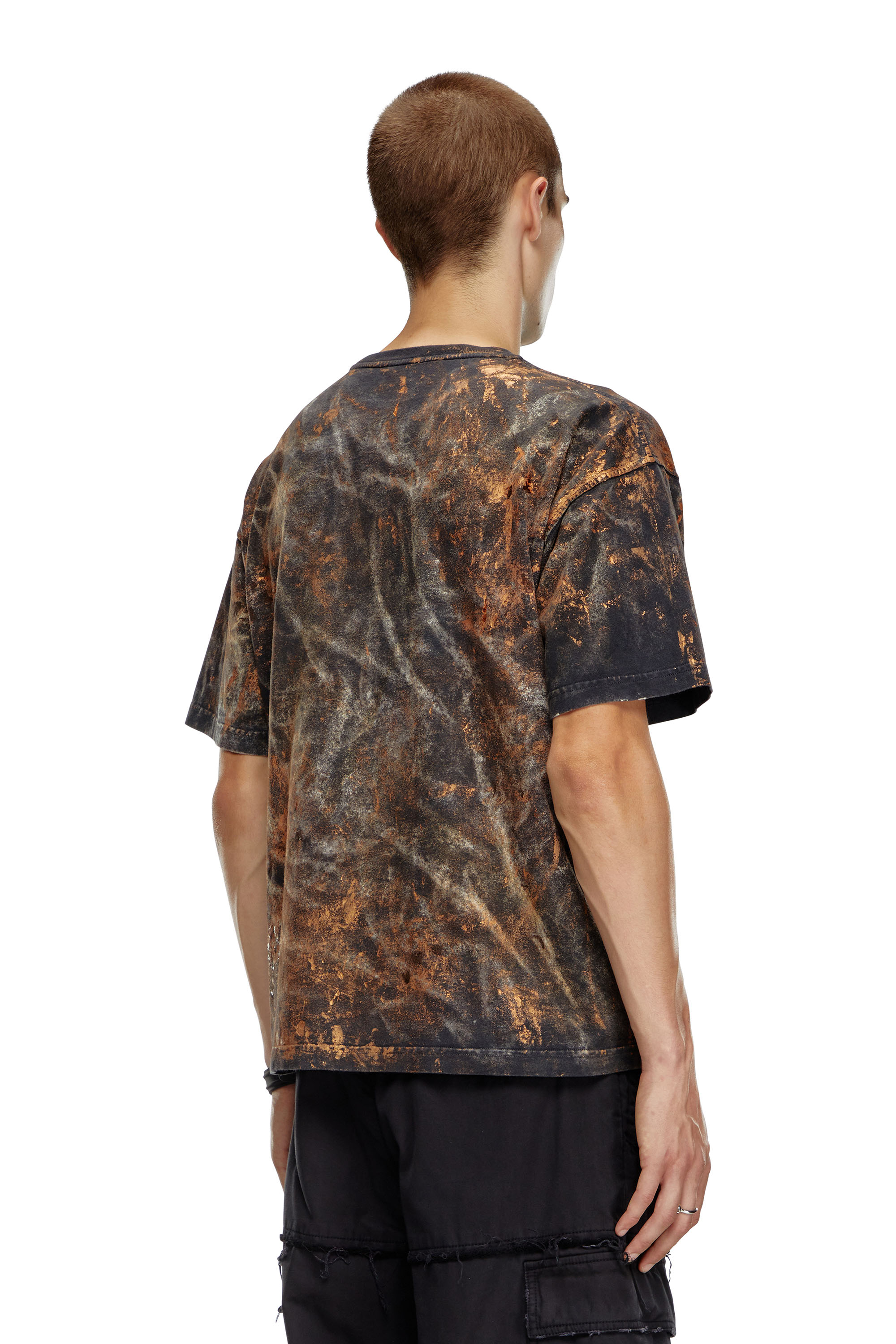 Diesel - T-BOXT-Q12, T-shirt effet sali avec lettrage à logo Homme in Marron - 4