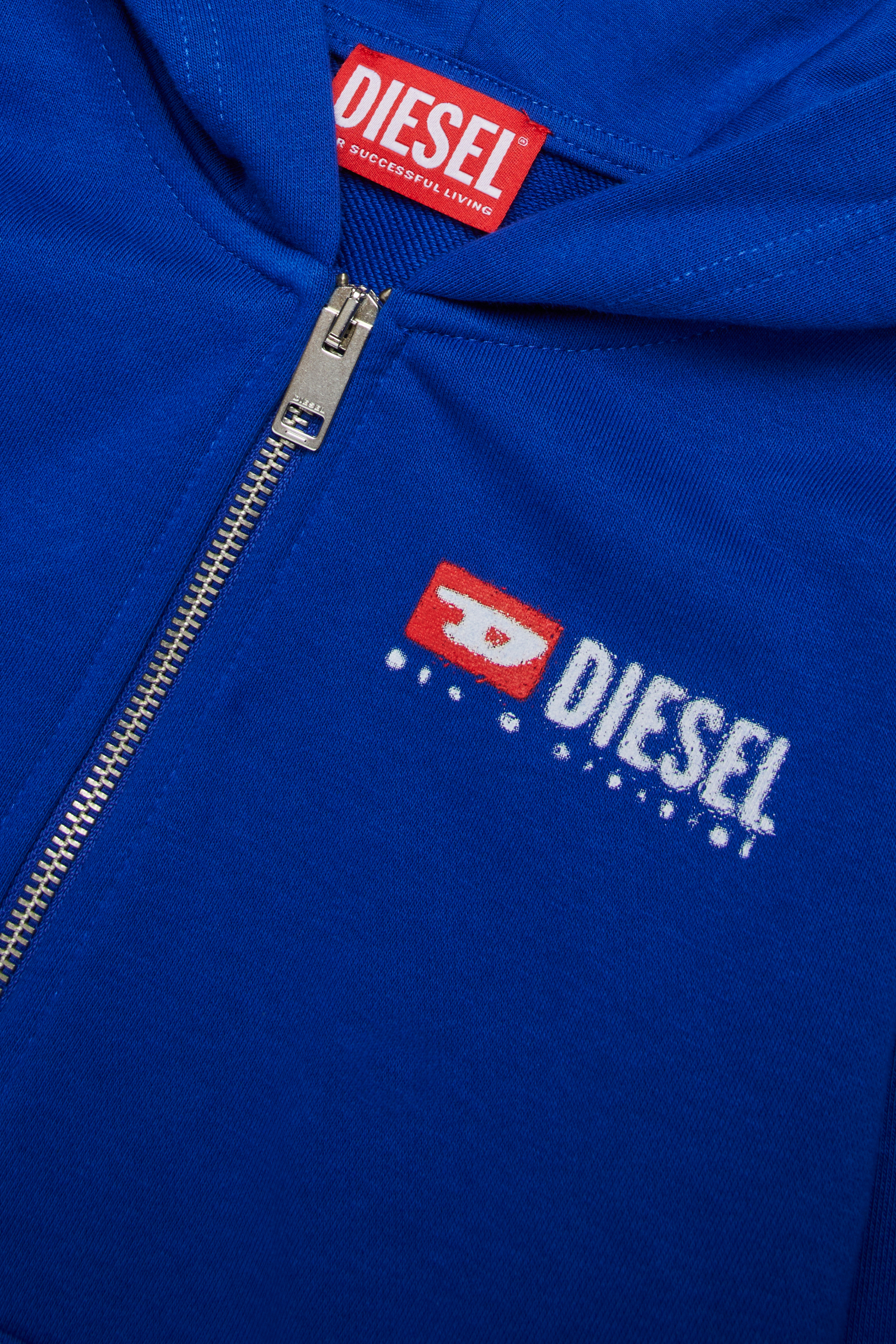 Diesel - SDROPSHOODZ OVER, Sweat à capuche en coton avec fermeture éclair Homme in Bleu - 4
