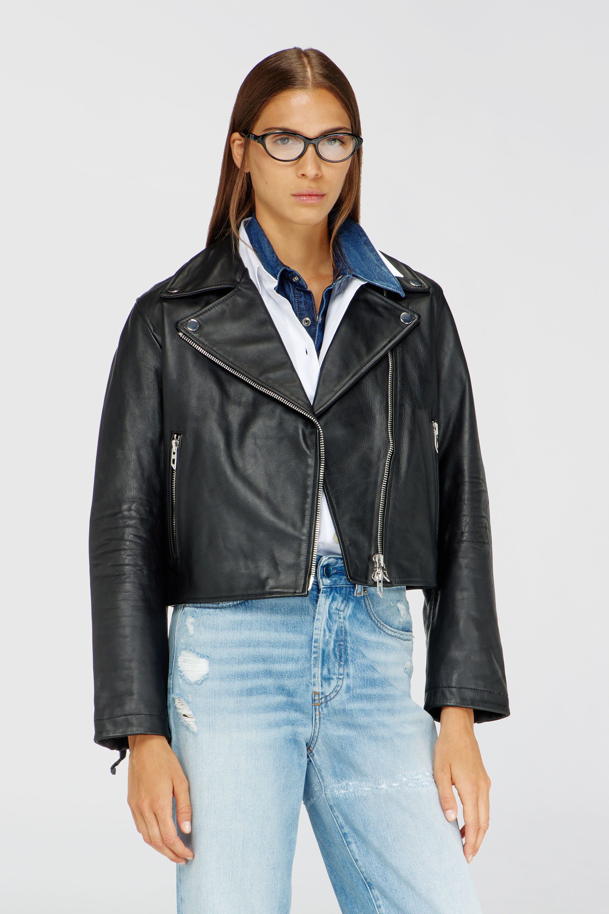Diesel - L-UNATIC, Damen Bikerjacke aus gewachstem Leder in Schwarz - 3