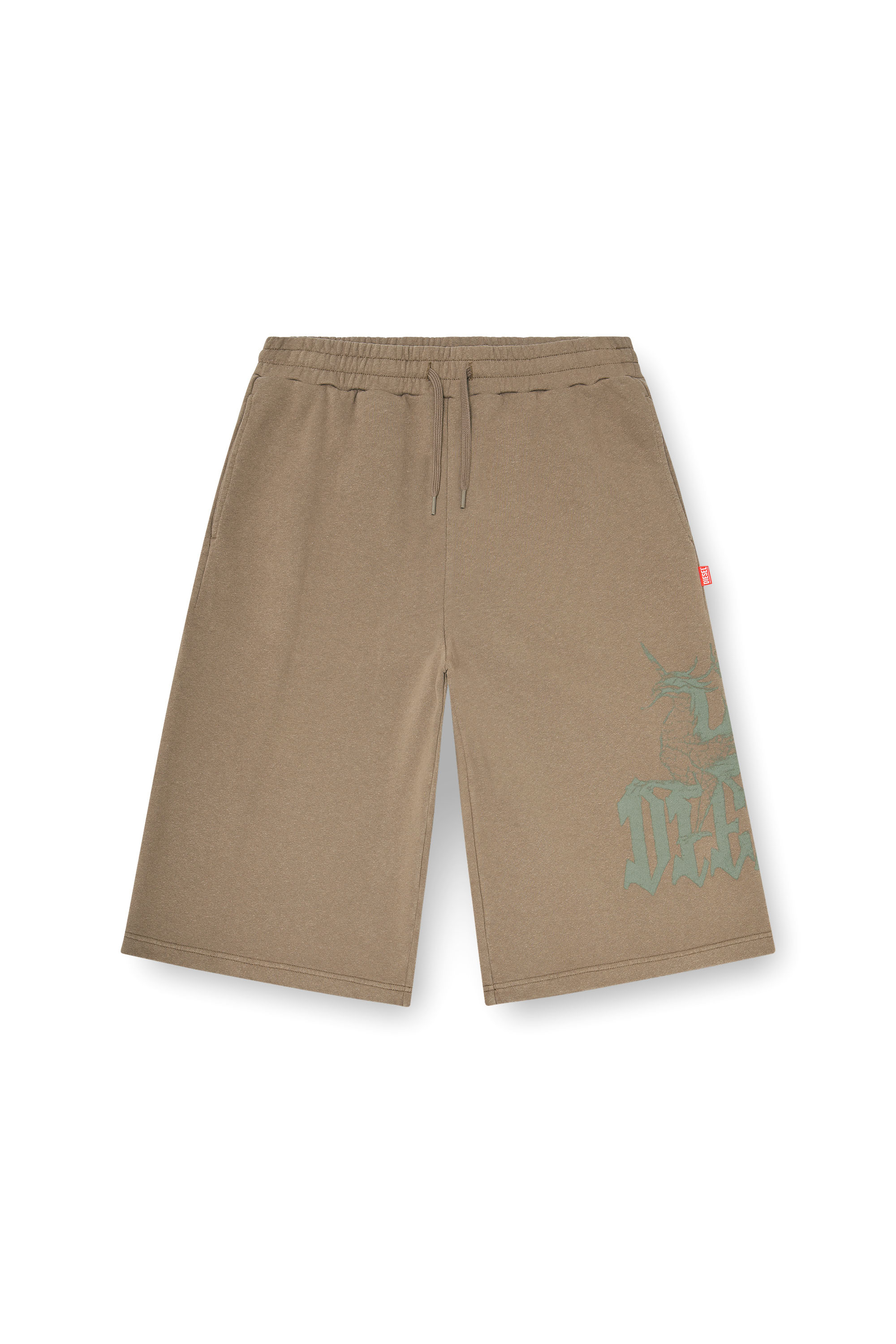 Diesel - P-FROM, Short bermuda in felpa con stampa Uomo in Beige - 2