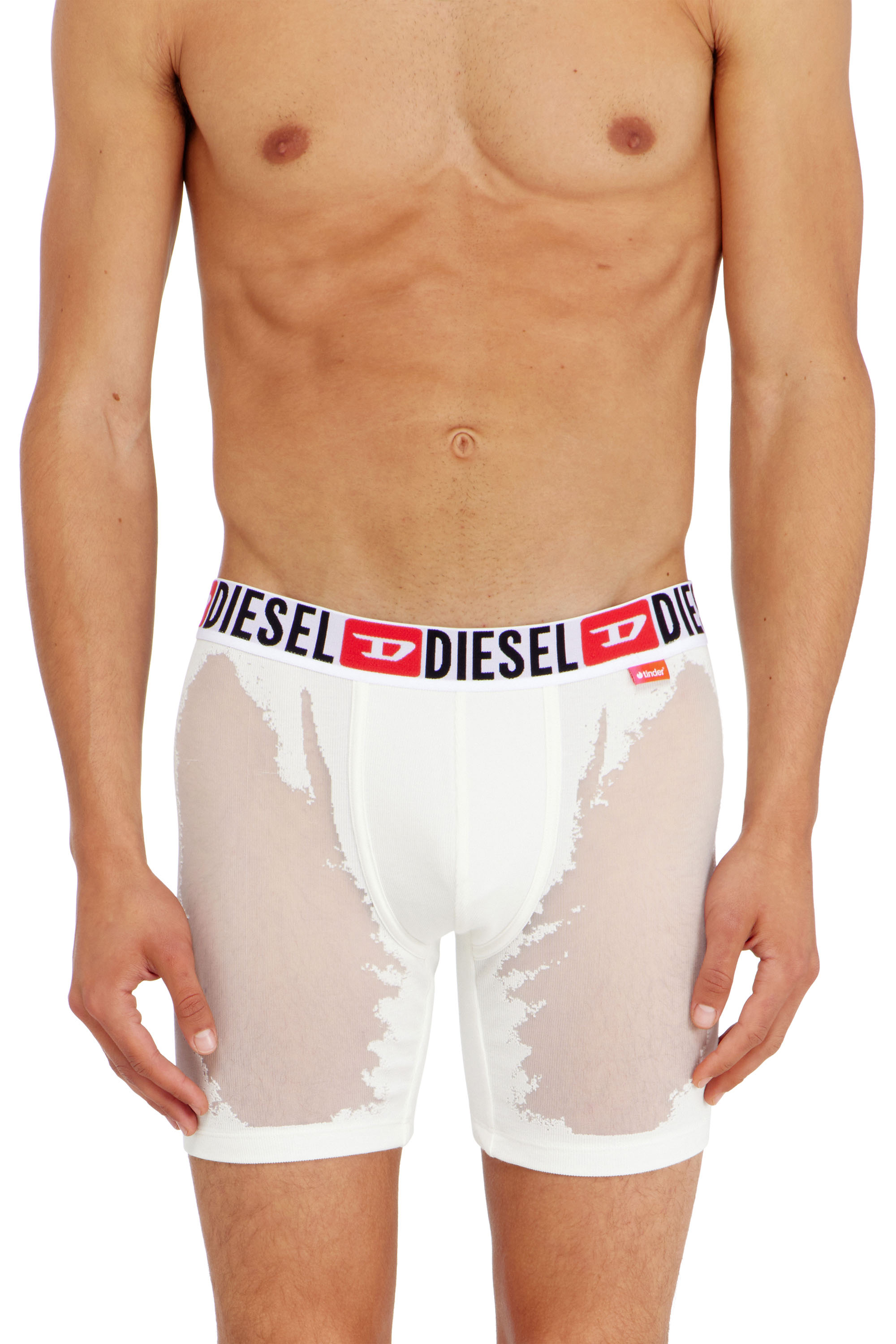 Diesel - PR-MAX-D-CORE, Boxer lungo con effetto devor&eacute; trasparente Uomo in Bianco - 2
