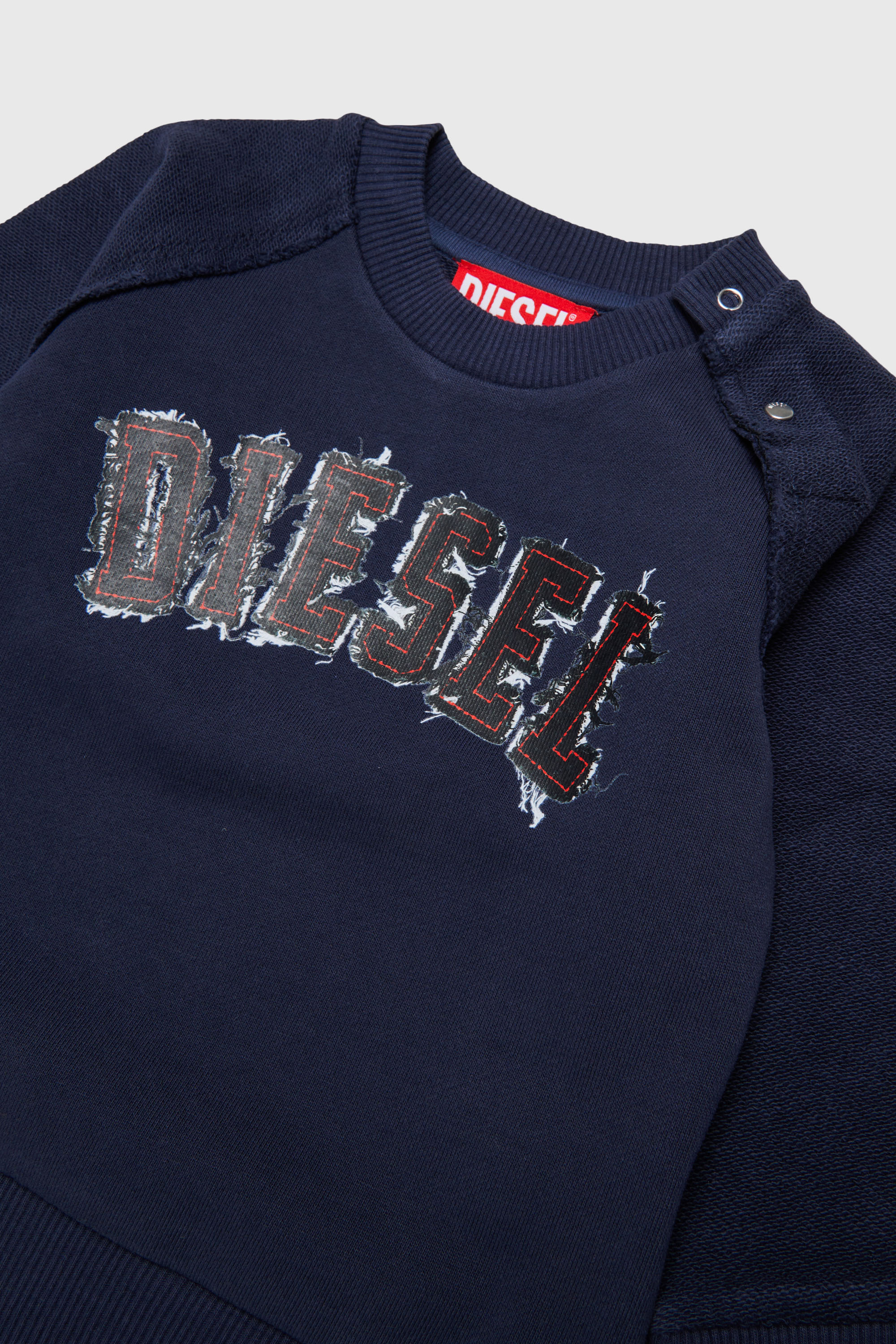 Diesel - SEANSB, Felpa in cotone con logo effetto sfrangiato Uomo in Blu - 3