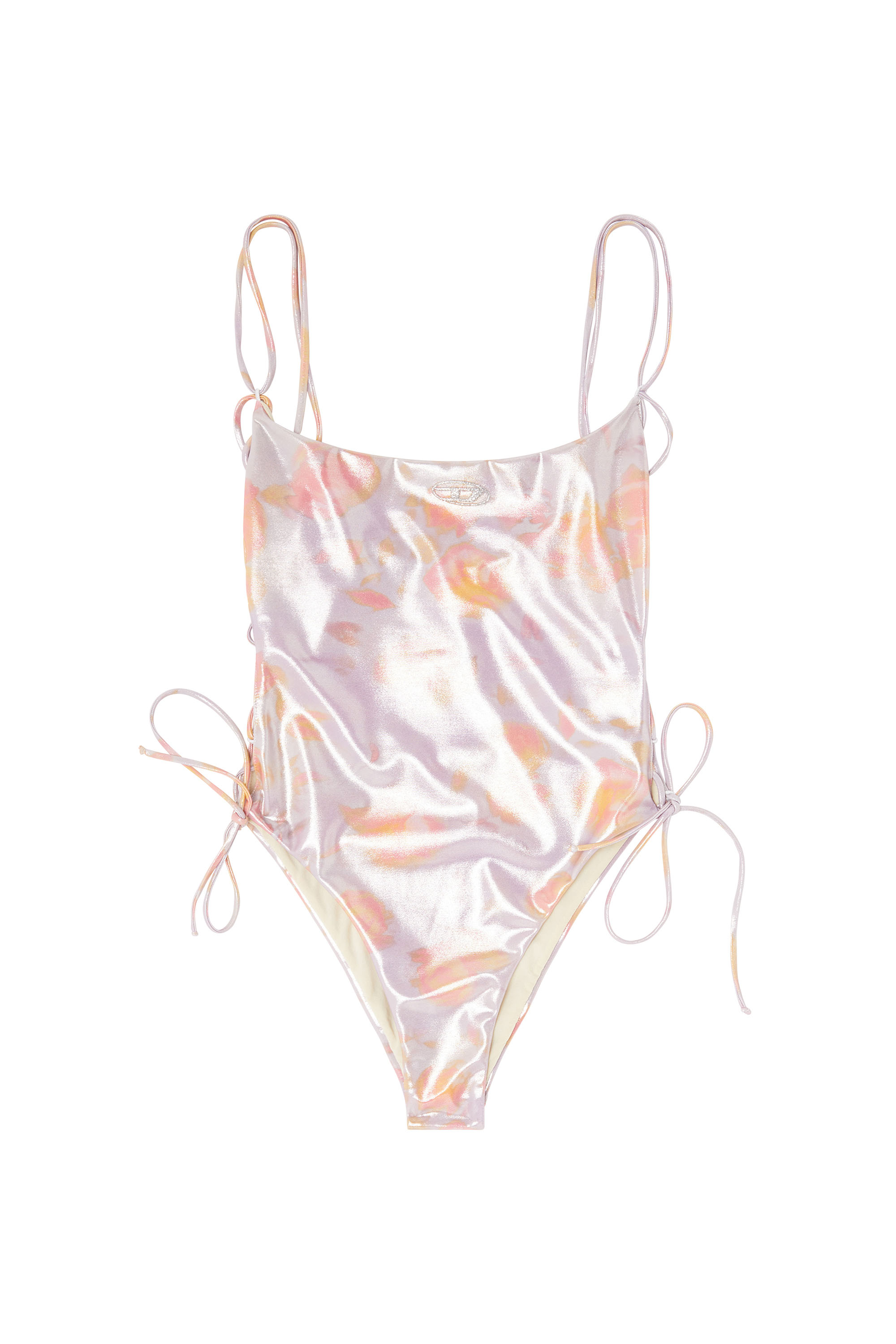 Diesel - REGAN-UTLT, Maillot de bain &agrave; lacets motif floral m&eacute;tallis&eacute; Femme in Violet - 3