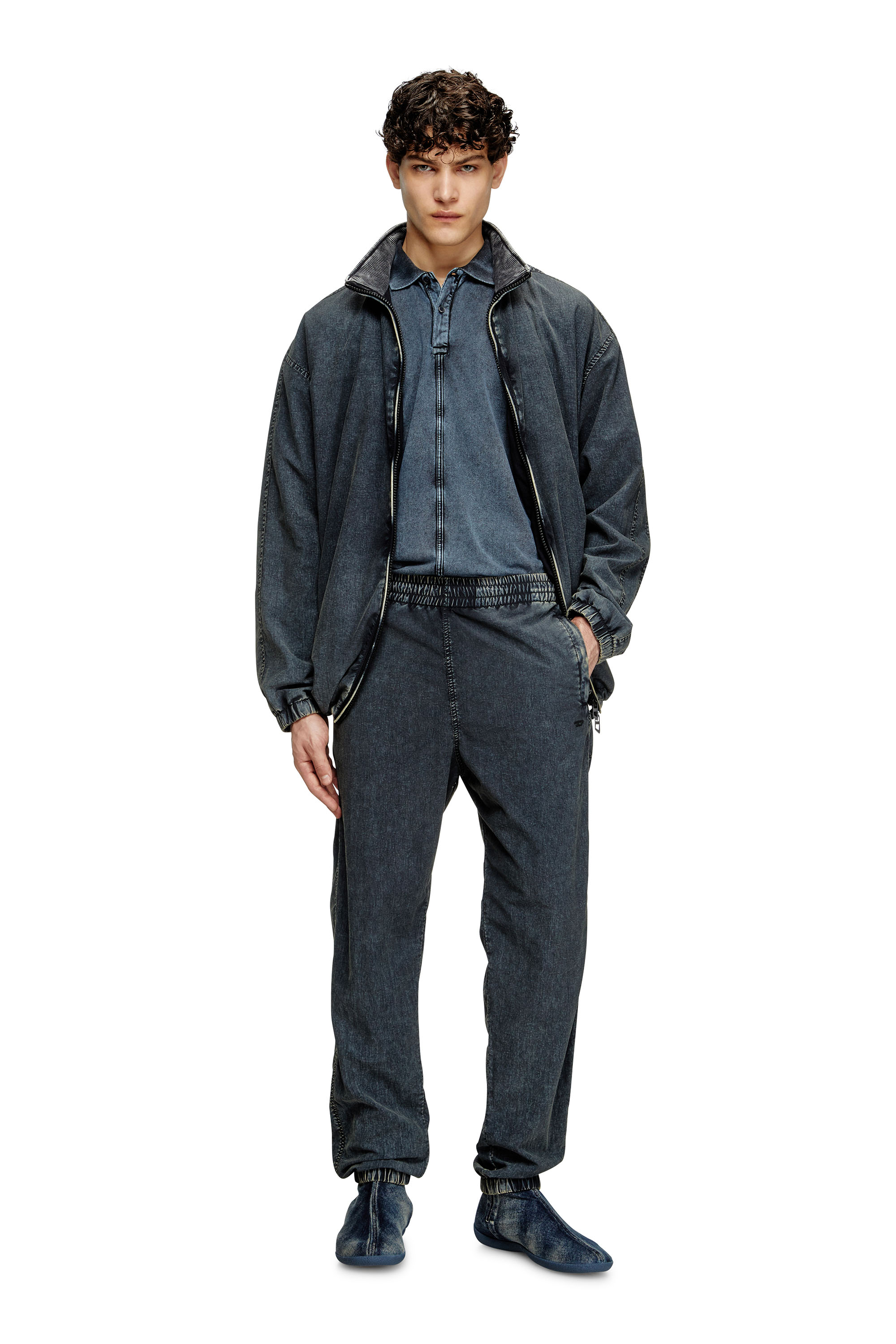 Diesel - T-NOMELY, Polo en jersey effet denim Homme in Bleu - 2