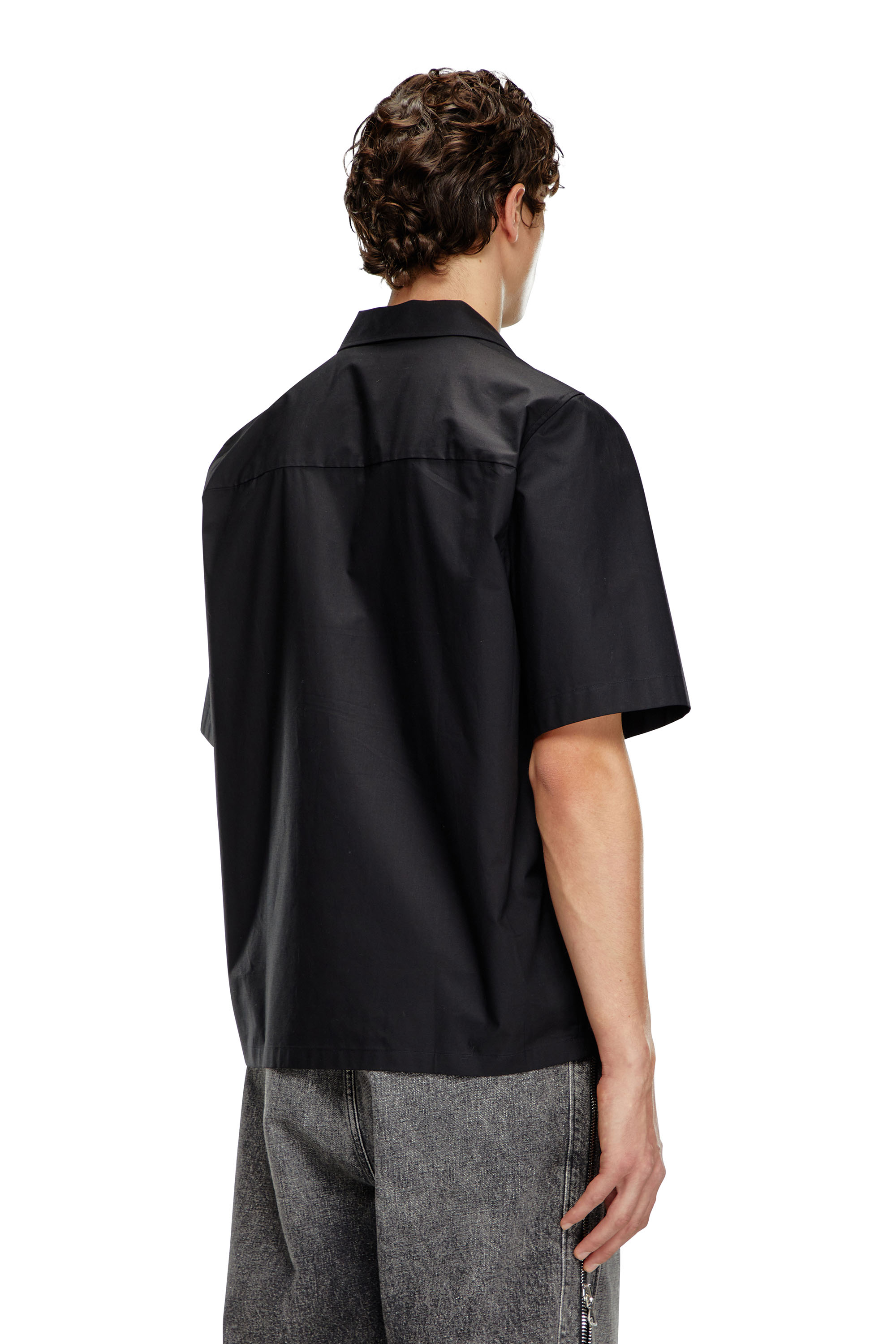 Diesel - S-MAC-C, Chemise bowling avec logo brodé Homme in Noir - 4