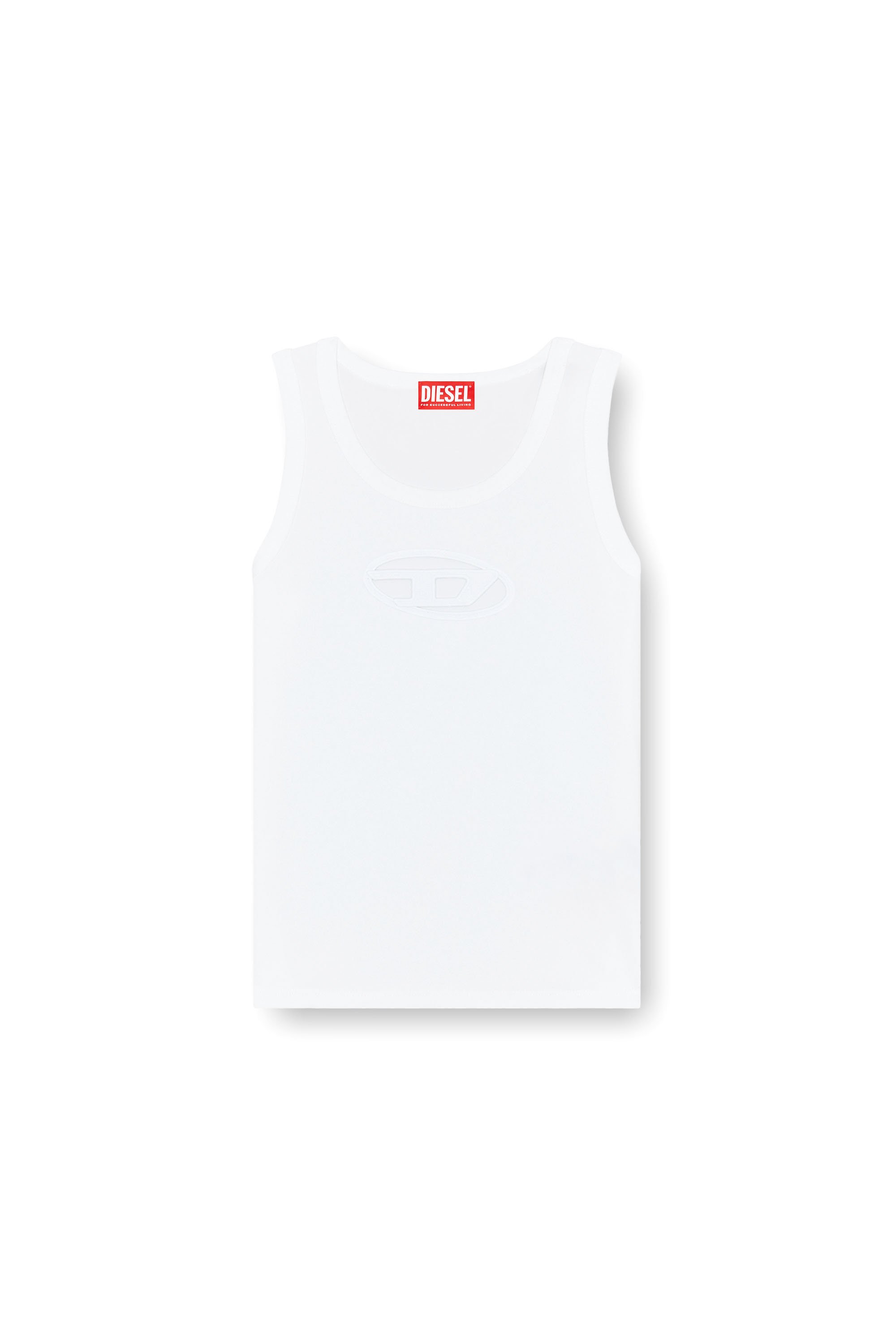 Diesel - T-LYNYS-OD, Damen Tanktop mit ausgeschnittenem Oval D-Logo in Weiß - 3