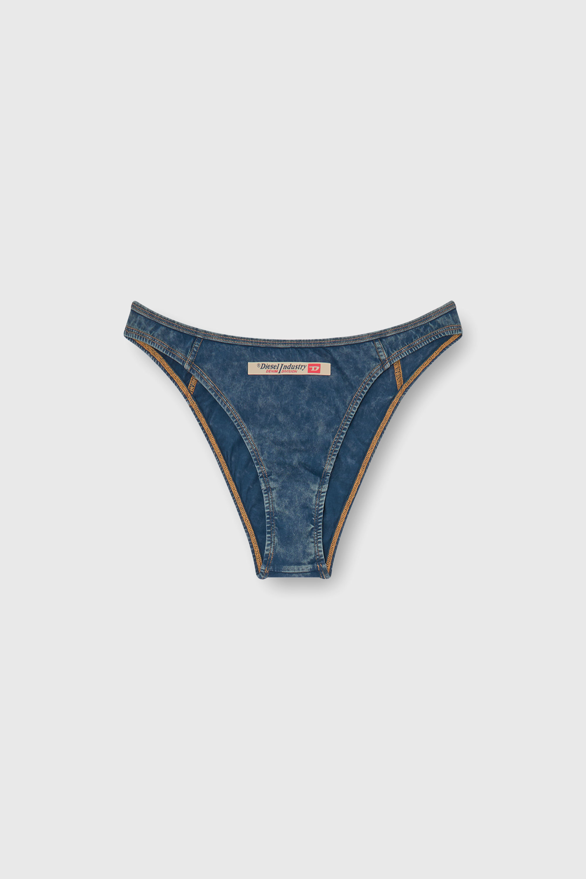 Diesel - AILEEN-DNM, Culotte br&eacute;silienne en coton effet denim Femme in Bleu - 2