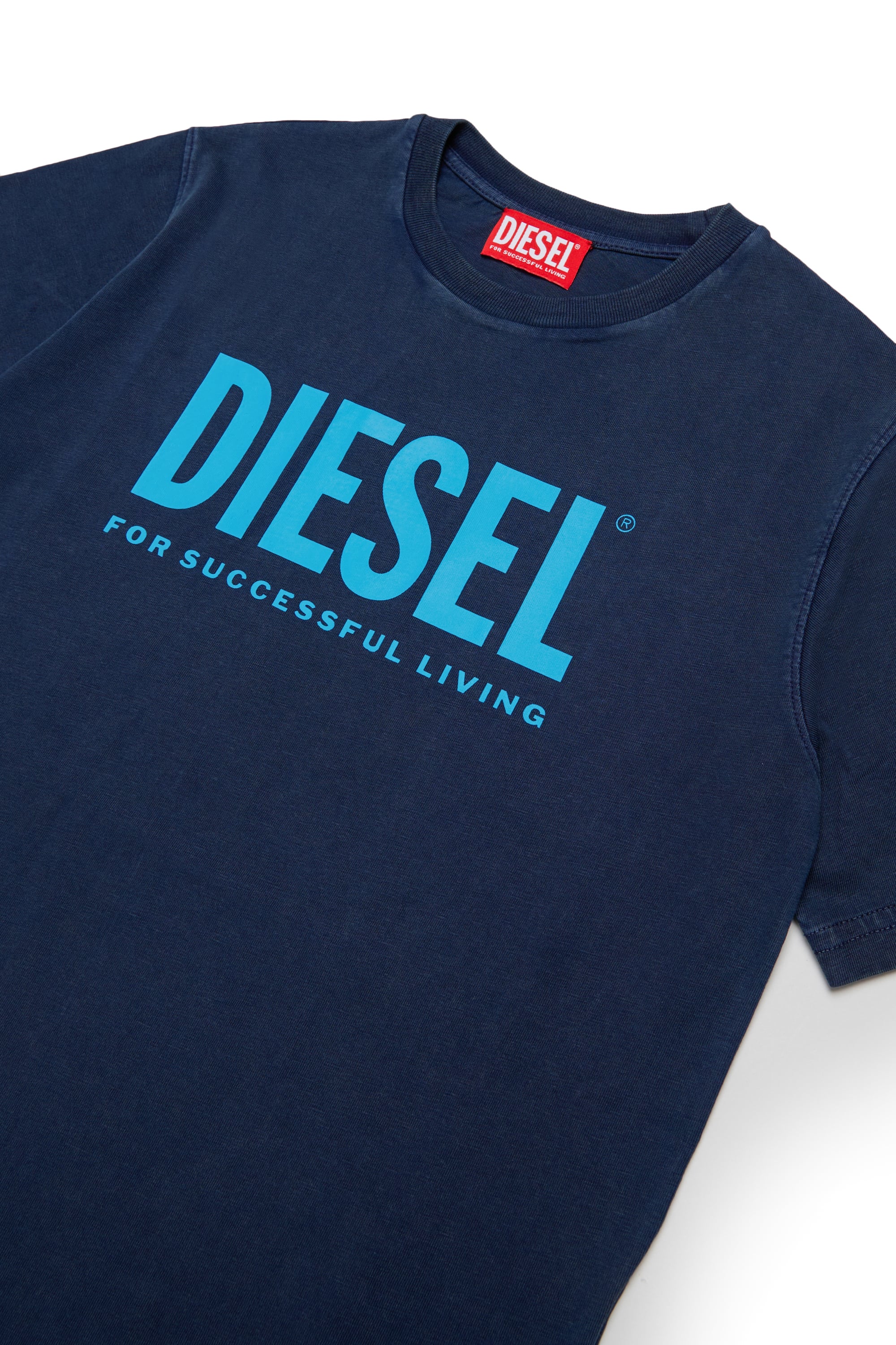 Diesel - TISEL OVER, T-shirt in cotone con maxi stampa logo Uomo in Blu - 3