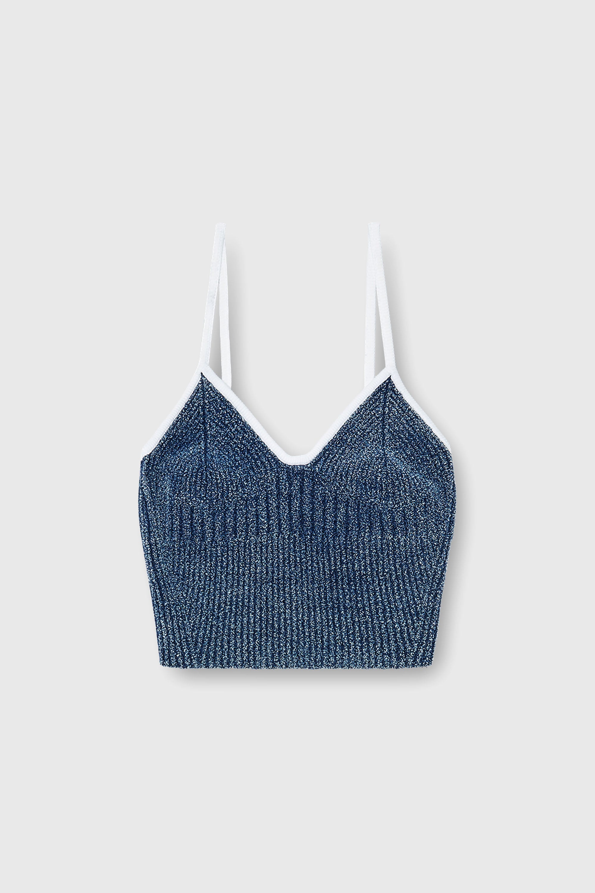 Diesel - M-ESTERE, Crop top en maille c&ocirc;tel&eacute;e indigo boucl&eacute; Femme in Polychrome - 2
